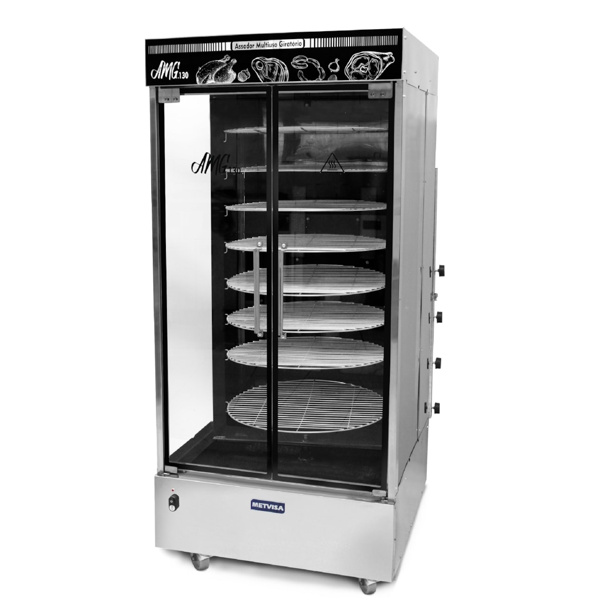 Assador Rotativo Metvisa a gás 8 prateleiras até 130Kg 0,25CV - AMG130