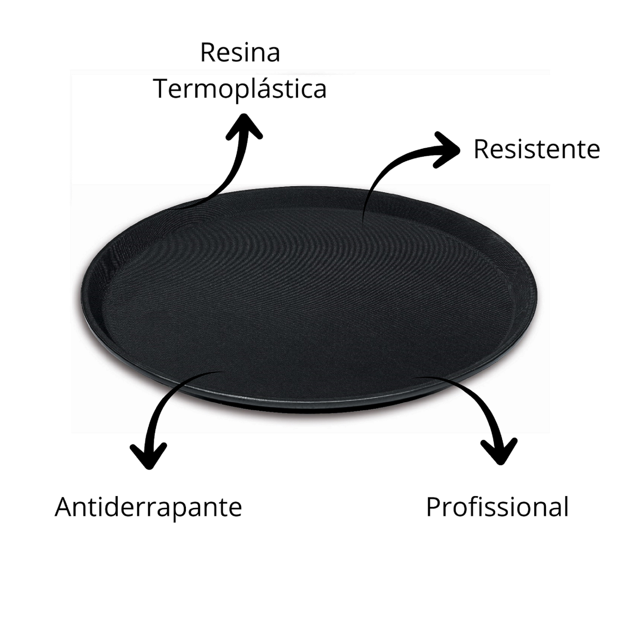 Bandeja Garçom Antiderrapante 40cm Profissional Hercules – Ideal