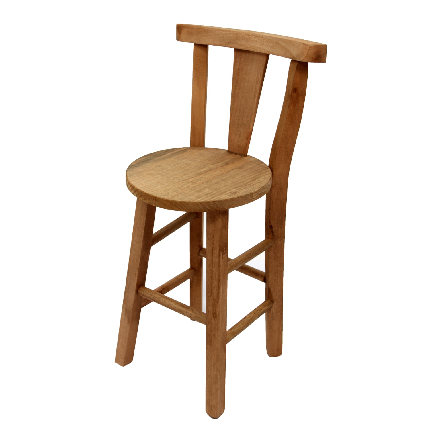 Banqueta de Madeira Com Cera - Baixa Com Encosto -Redonda (VBBCER-CE)