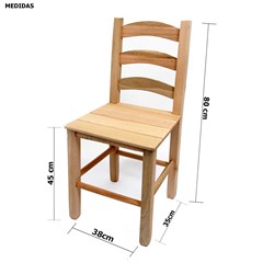 Cadeira Rústica Quadrada de Madeira Crua – tam. 80 cm (VCTT-CR)