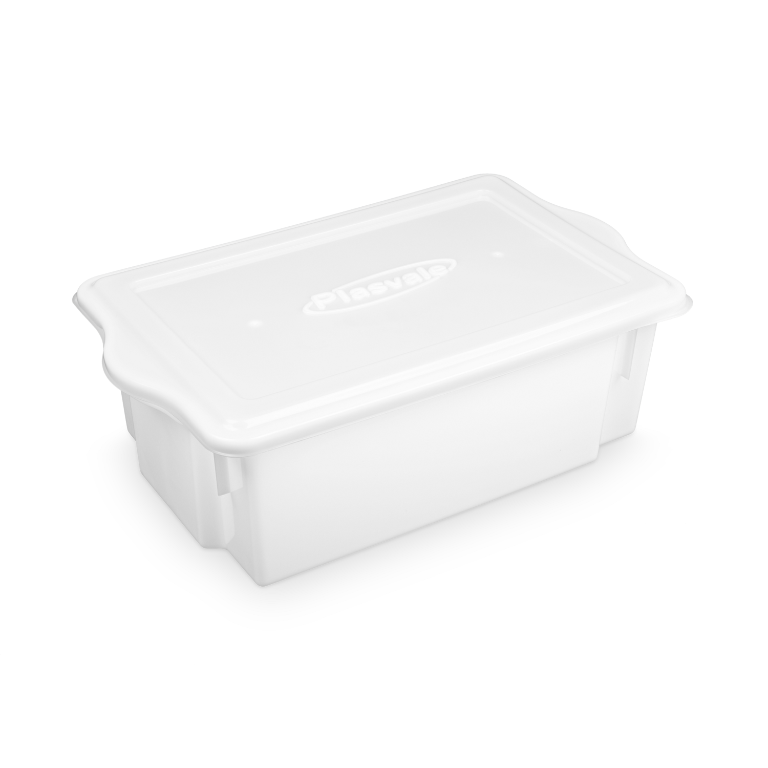 Caixa Plástica Empilhavel 24,5 Litros Com Tampa Branca Plasvale