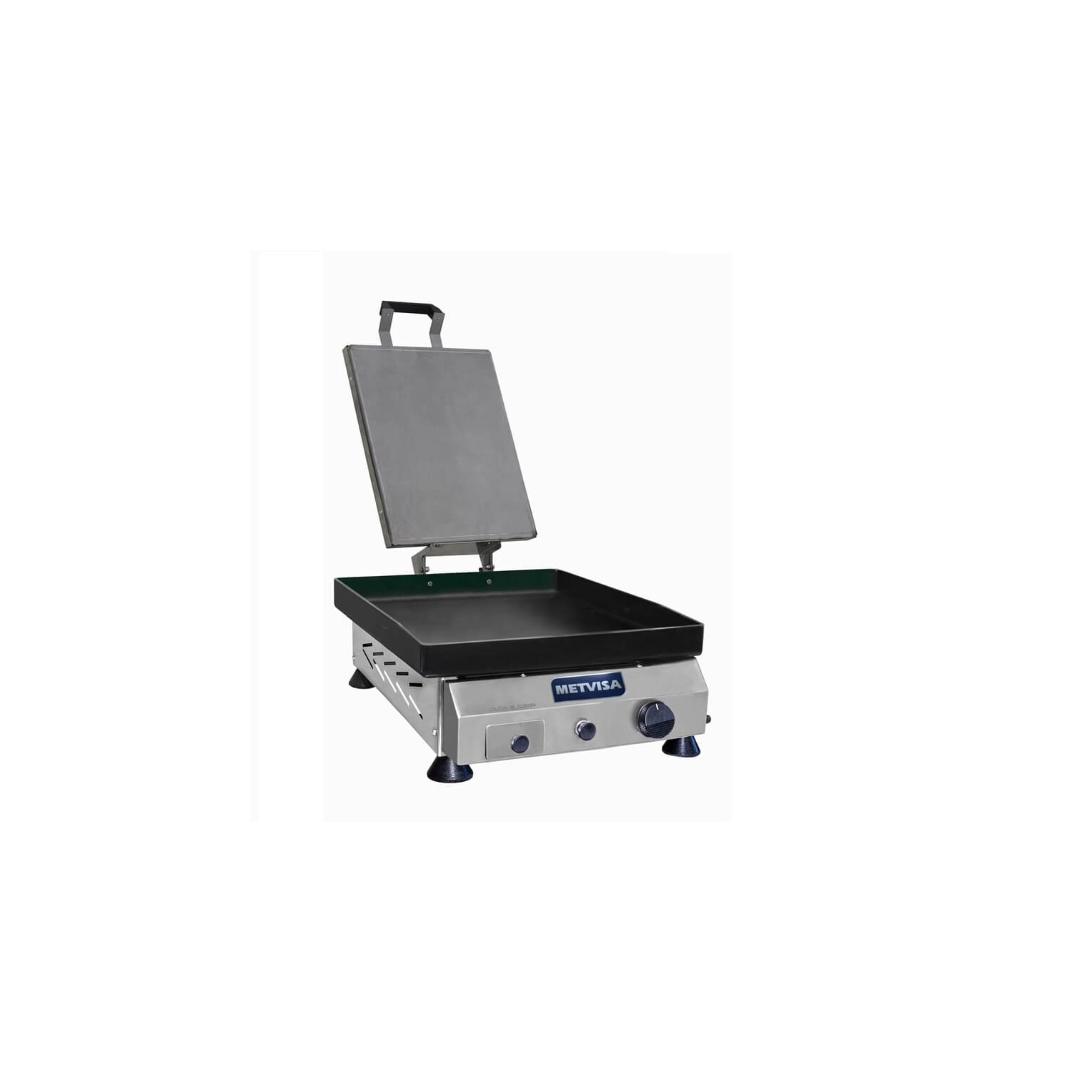 Chapa de Lanche Profissional Com Prensador Metvisa 40 Cm a gás 4,25mm Espessura Gabinete Inox CFGP04