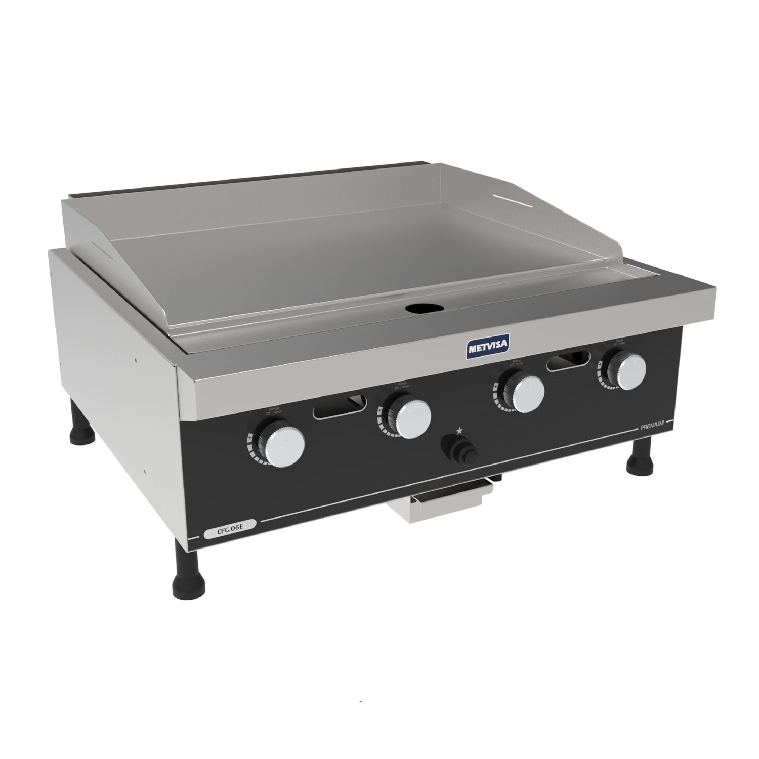 Chapa de Lanche Profissional Metvisa 60cm a gás 12,70mm espessura Premium CFG06E