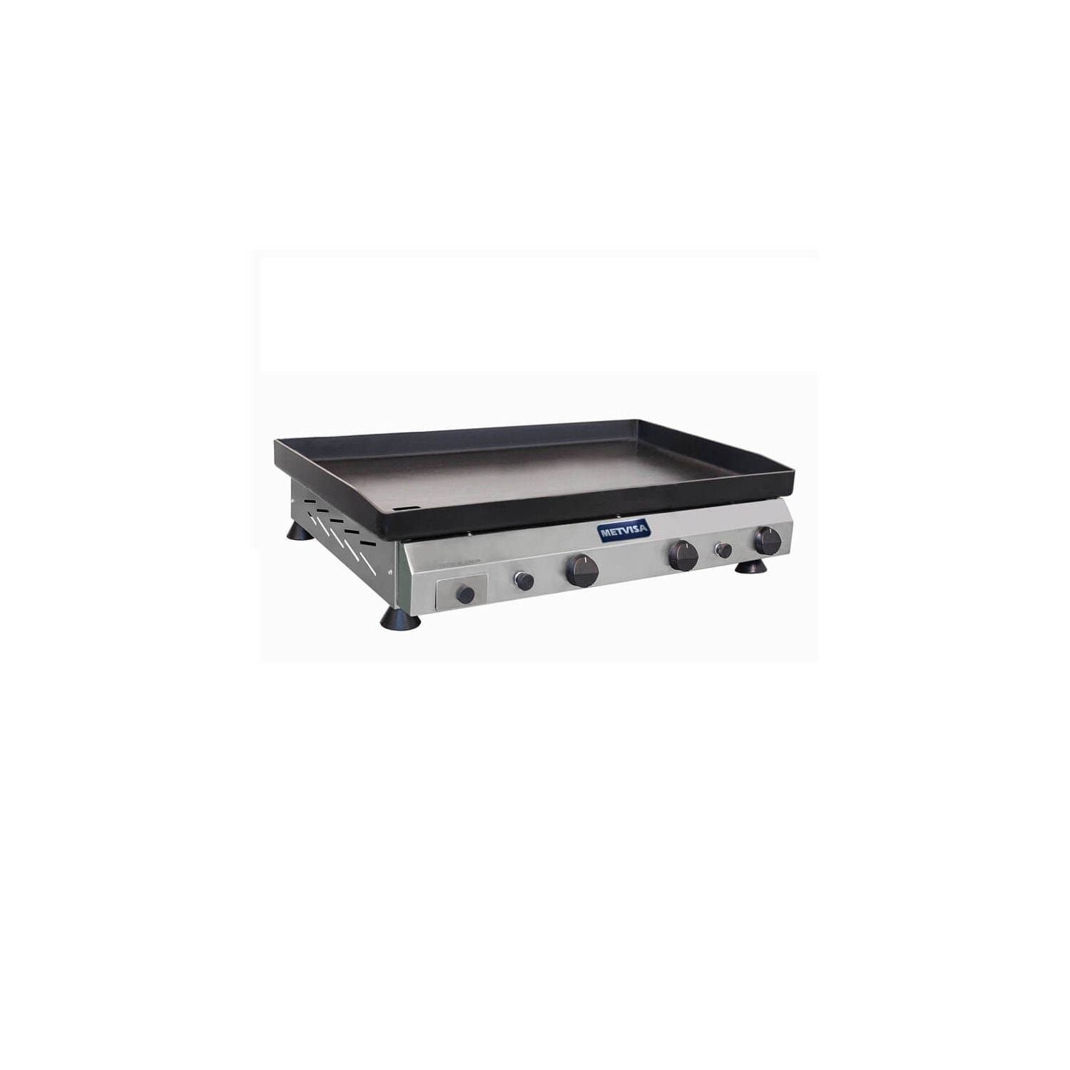 Chapa de Lanche Profissional Metvisa 80 Cm a gás 4,25mm Espessura 3 Queimadores Gabinete Inox CFG08