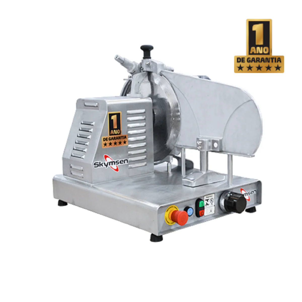 Fatiador de Carne e Bacon Semiautomático Skymsen Inox Espessura 0–15mm 0,5CV FC-350