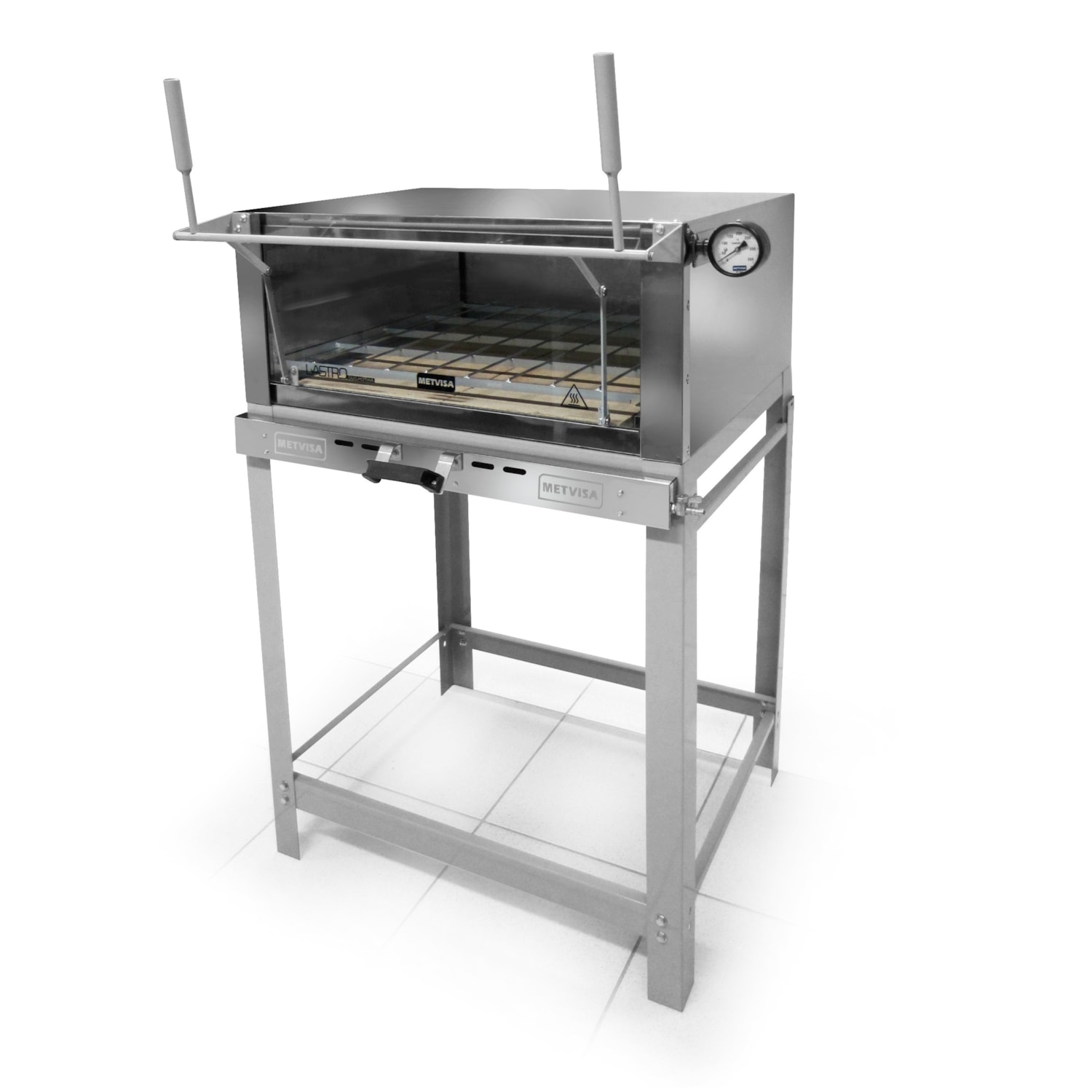 Forno Lastro Guilhotina Metvisa 70cm a Gas em Inox Flgg70