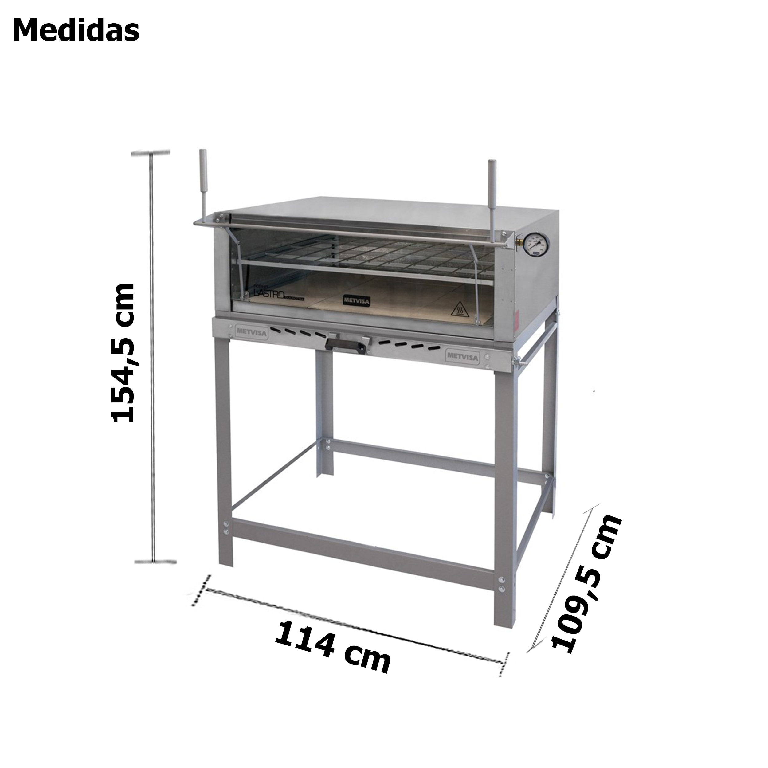 Forno Lastro Guilhotina Metvisa 90cm a Gas em Inox Flgg90
