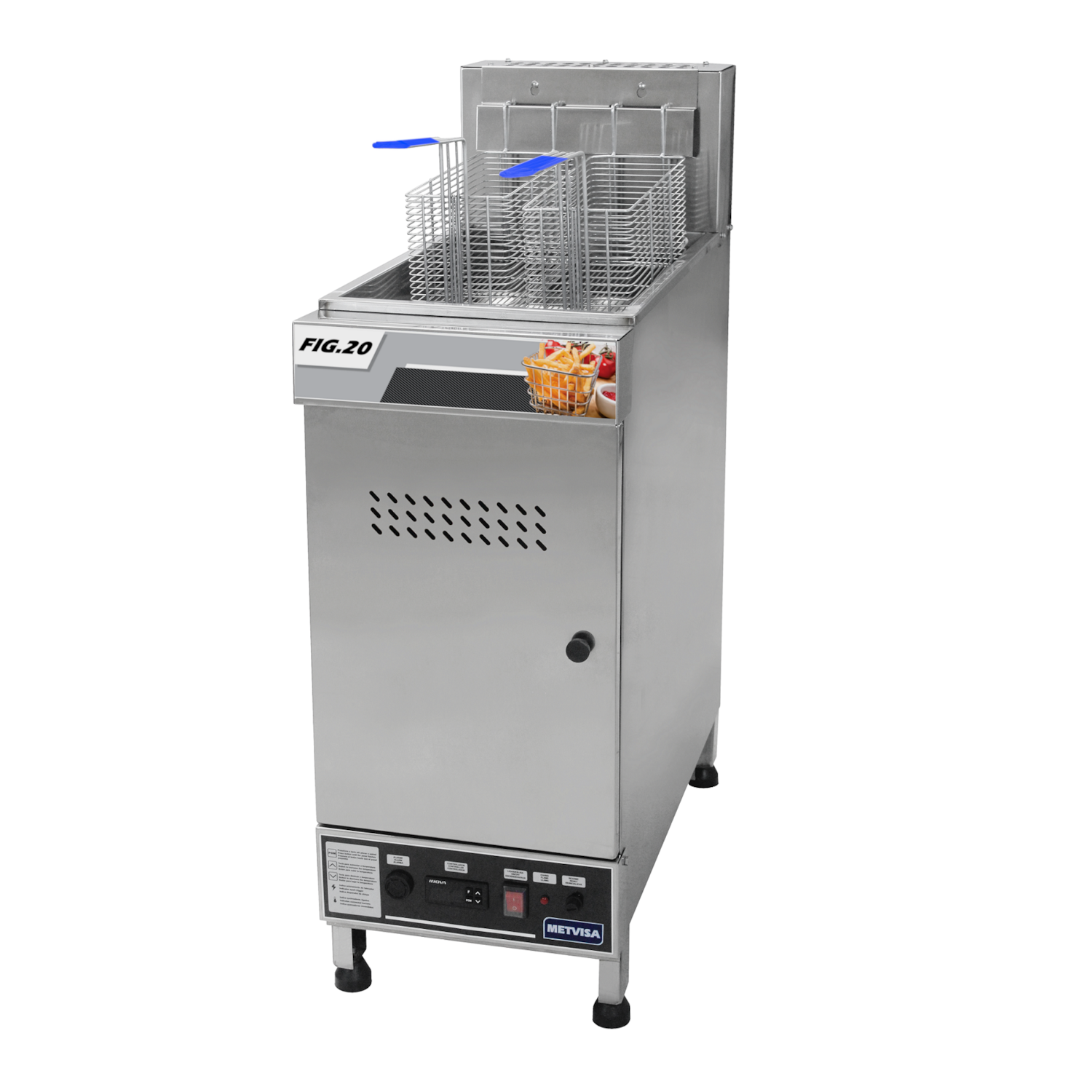 Fritadeira a Gás Industrial Metvisa 20 Litros Em Inox 2 cestos Fig20