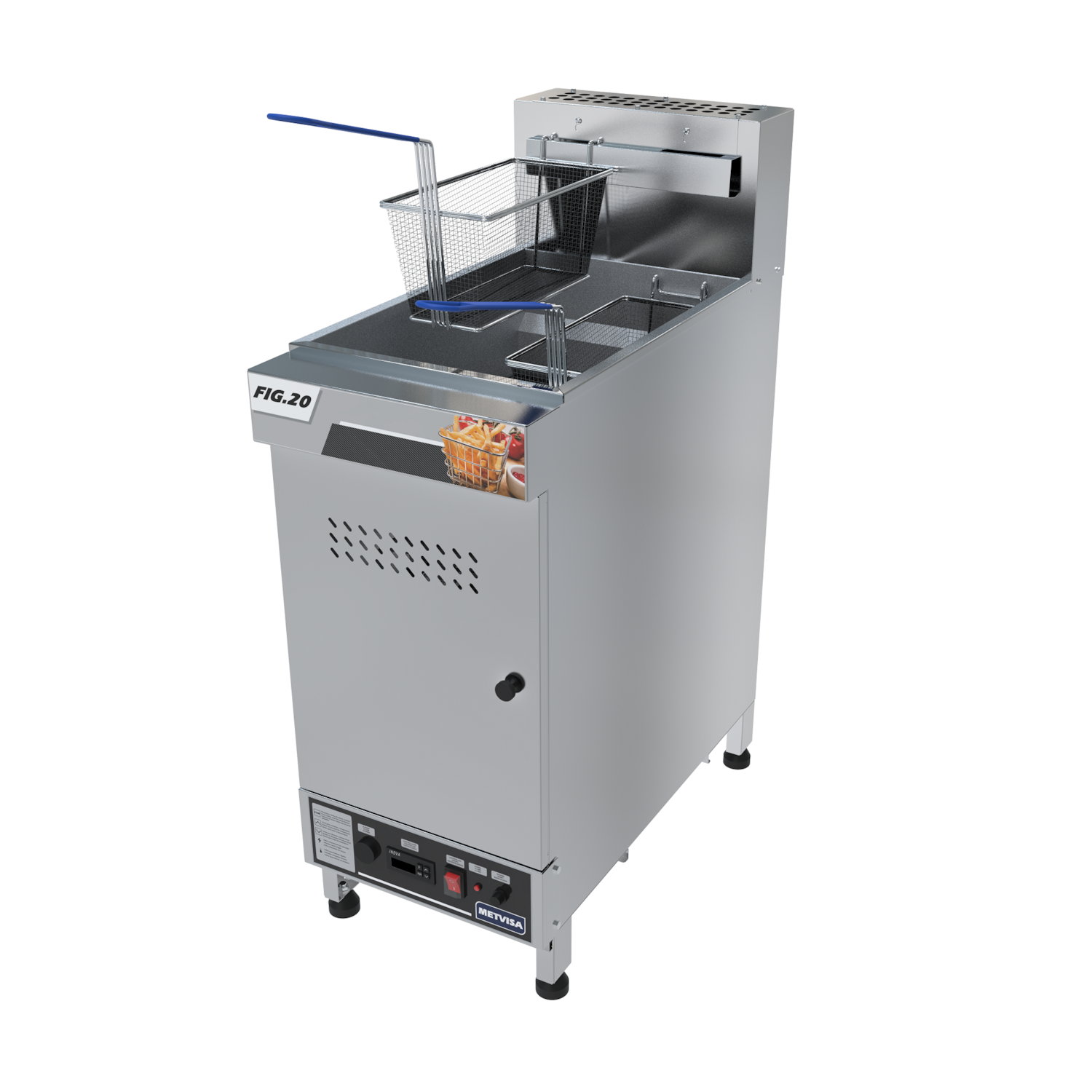 Fritadeira a Gás Industrial Metvisa 20 Litros Em Inox 2 cestos Fig20