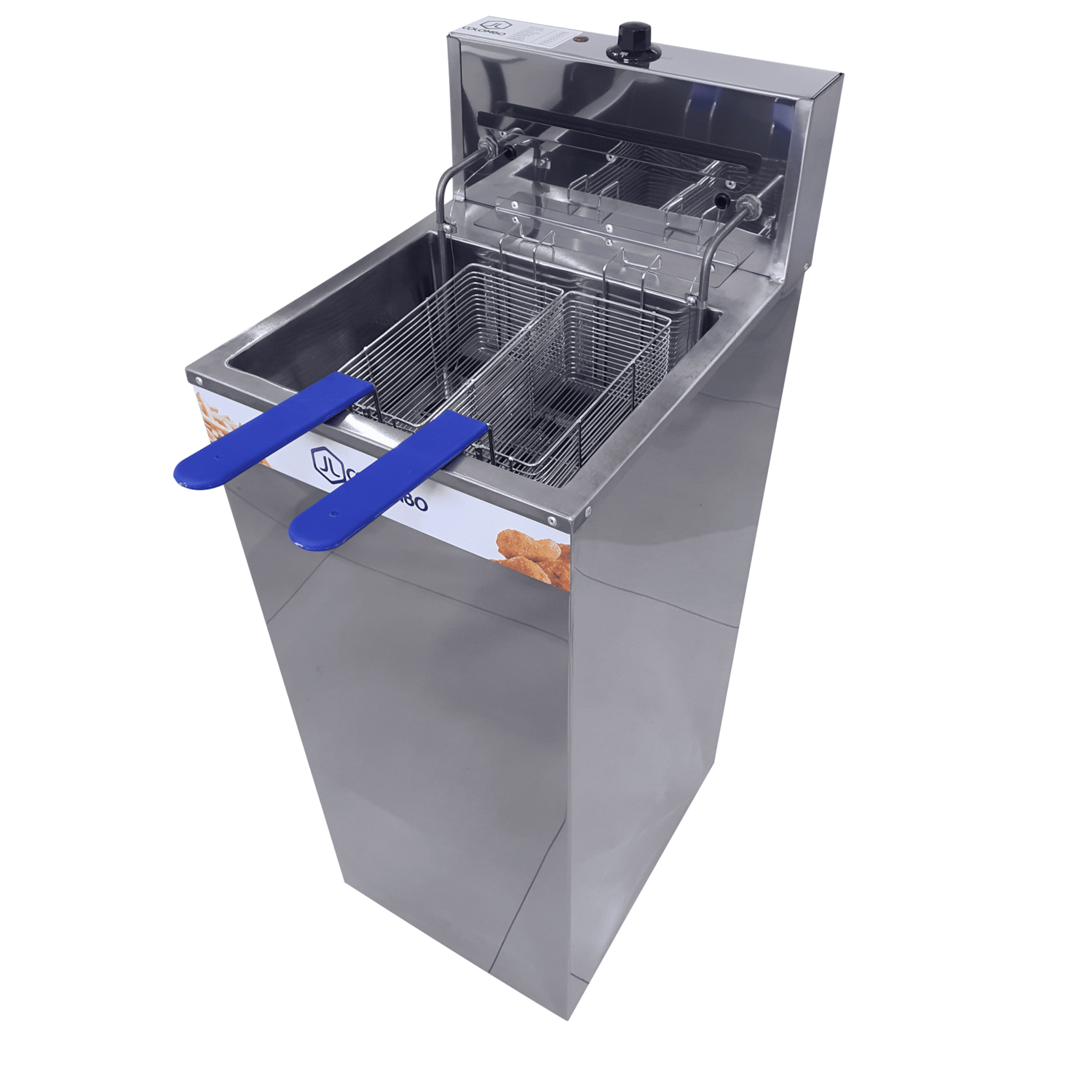 Fritadeira Elétrica Industrial Água e Óleo JL Colombo 18 Litros 5000W com Gabinete em Aço Inox