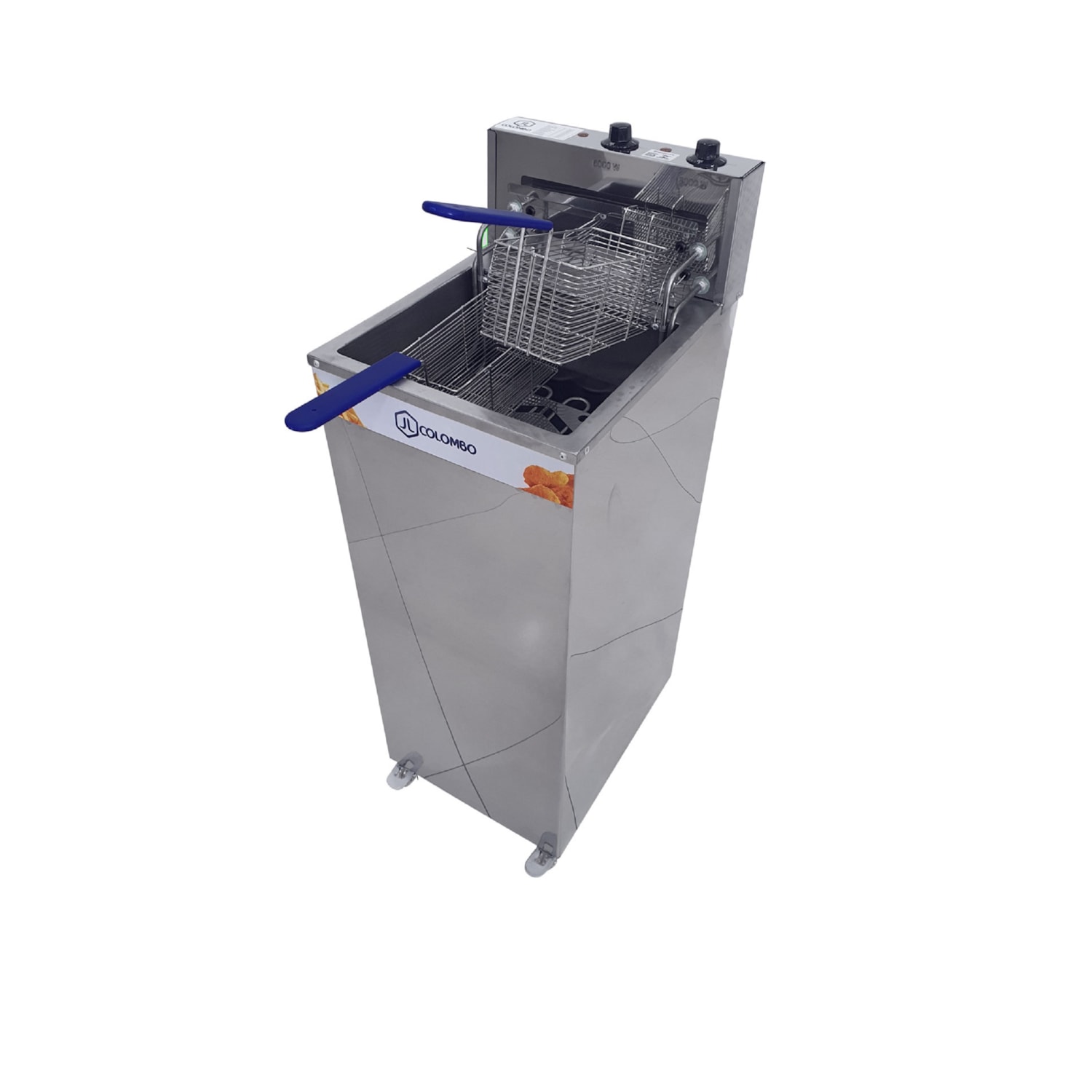 Fritadeira Elétrica Industrial Água e Óleo JL Colombo 18 Litros 8.000W com Gabinete em Aço Inox - 220V