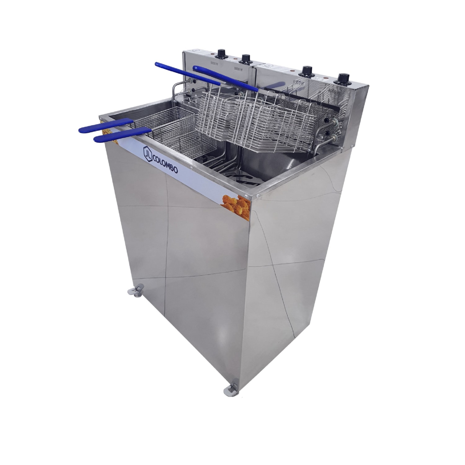 Fritadeira Elétrica Industrial Água e Óleo JL Colombo 36 Litros 8.000+8.000W com Gabinete em Aço Inox - 220V