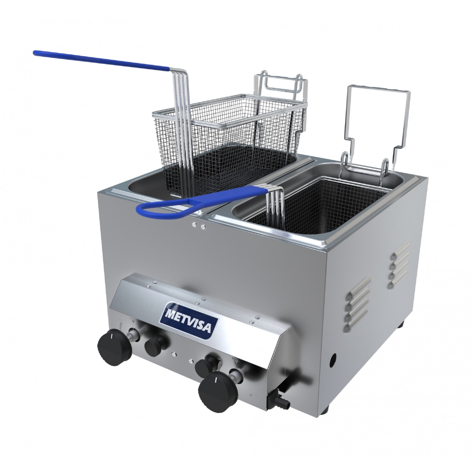 Fritadeira Industrial a Gás Metvisa 2 Cuba 3 Litros 2 Queimador em Inox FG3D