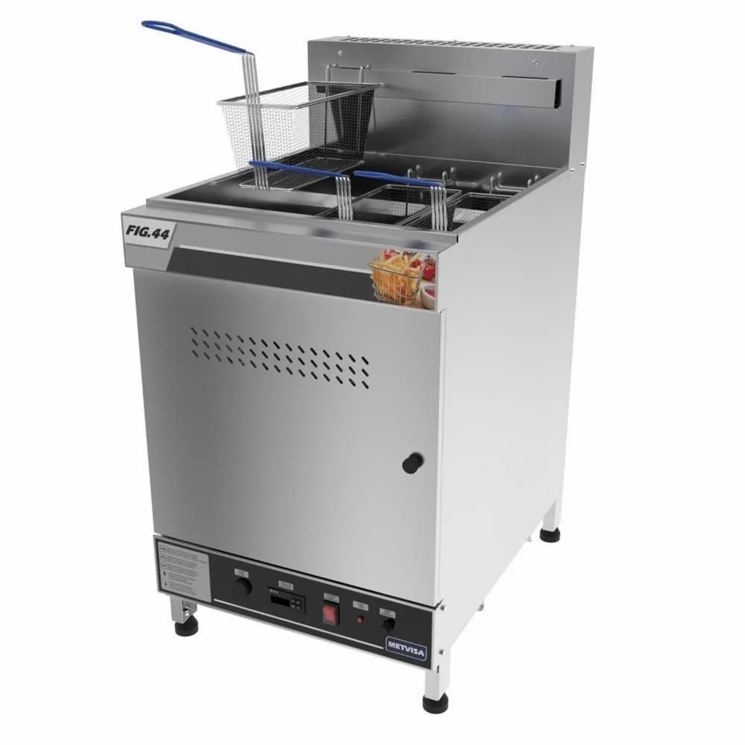 Fritadeira Industrial á Gás Natural (GN) Metvisa 44 Litros em Inox FIGN44