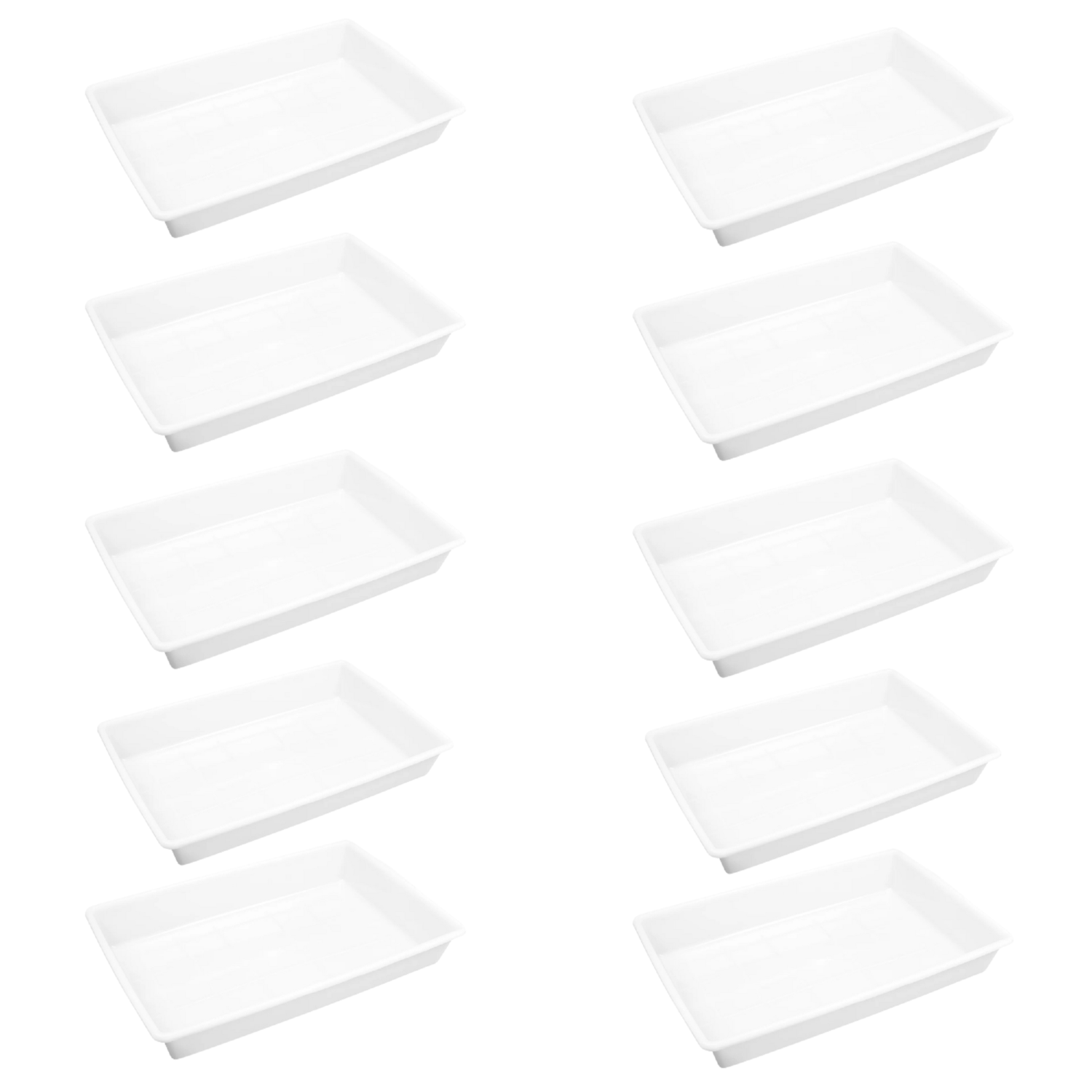 Kit 10 Bandeja Plástica 7 Litros Branca Retangular Plasvale