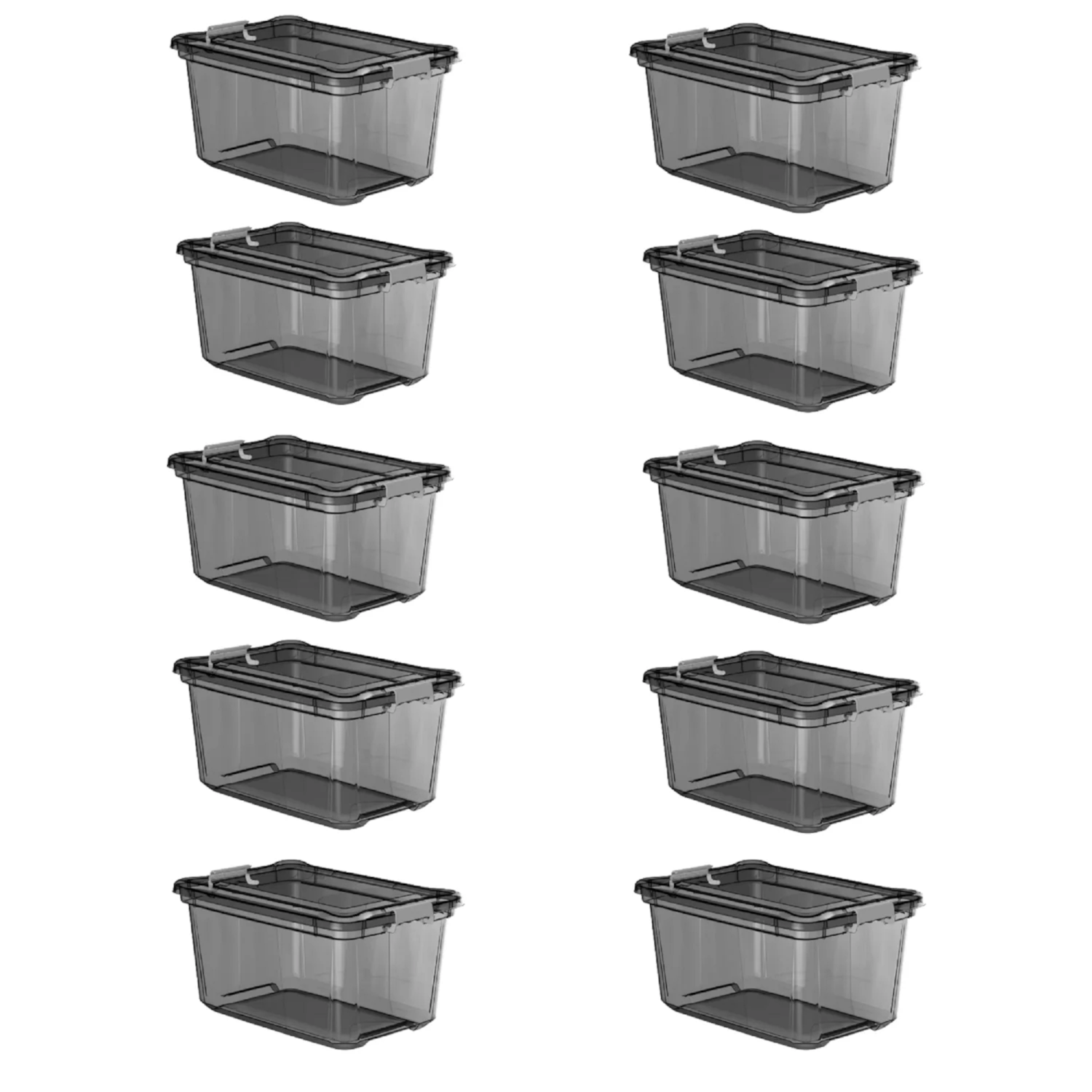 Kit 10 Caixa Organizadora 27 Litros Plástica Preta Livre BPA Plasvale