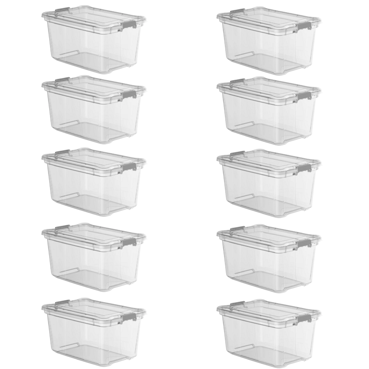 Kit 10 Caixa Organizadora 50 Litros Plástica Transparente Livre BPA Plasvale