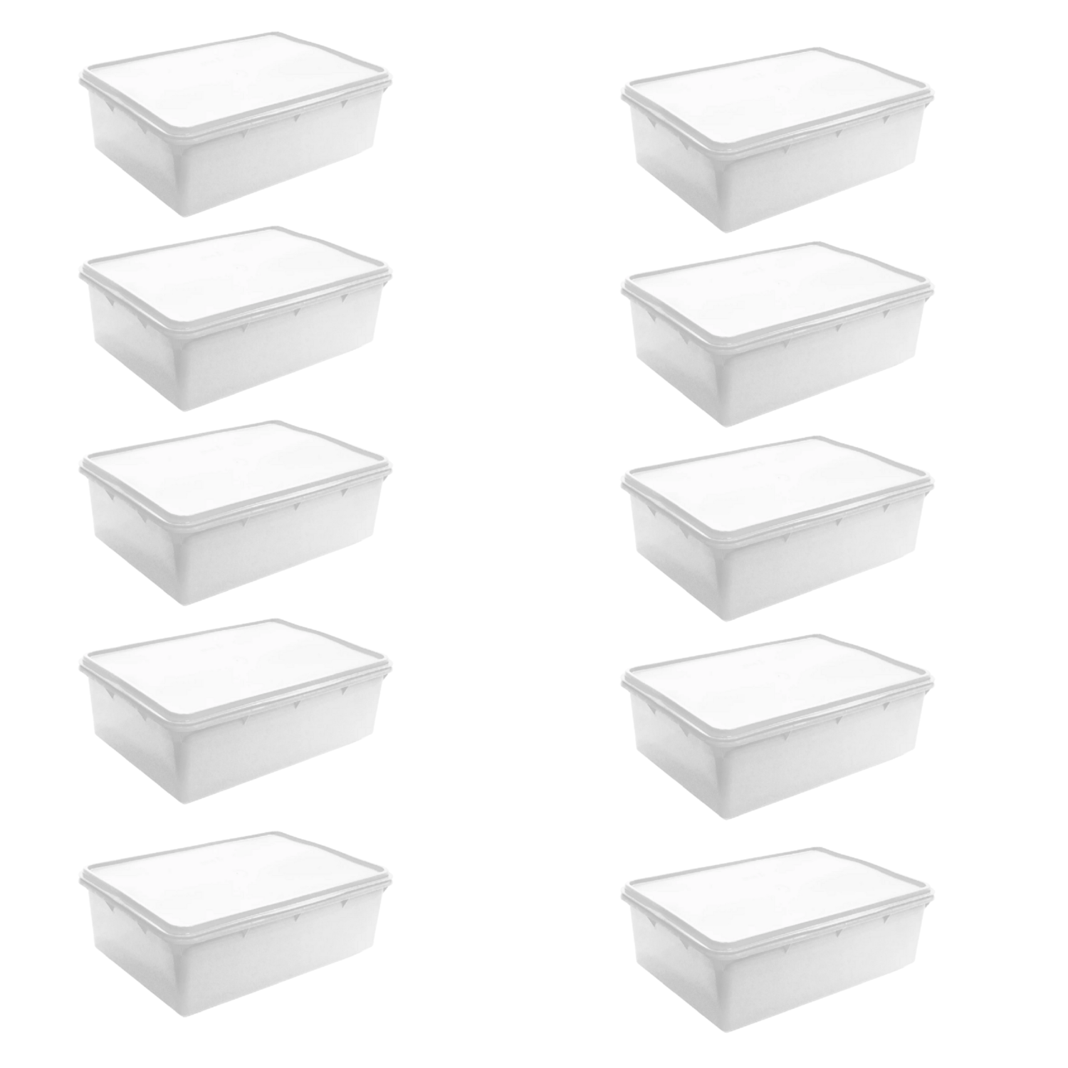 Kit 10 Caixa Plástica 3,5 Litros Branca Retangular Plasvale Com Tampa