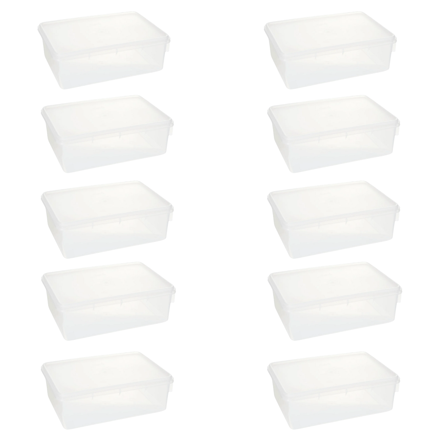 Kit 10 Caixa Plástica 3,5 Litros Transparente Retangular Plasvale Com Tampa