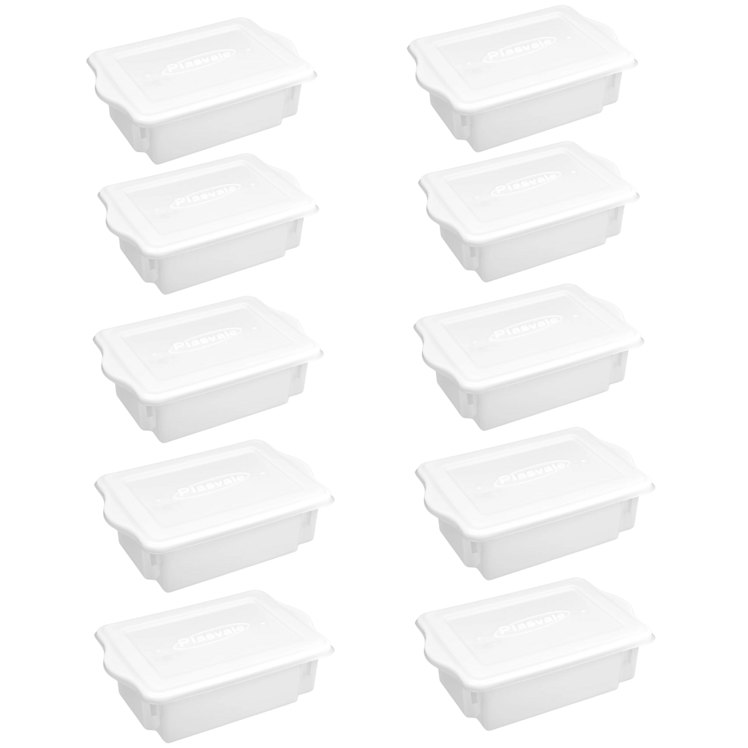 Kit 10 Caixa Plástica Empilhável 24,5 Litros Com Tampa Branca Plasvale