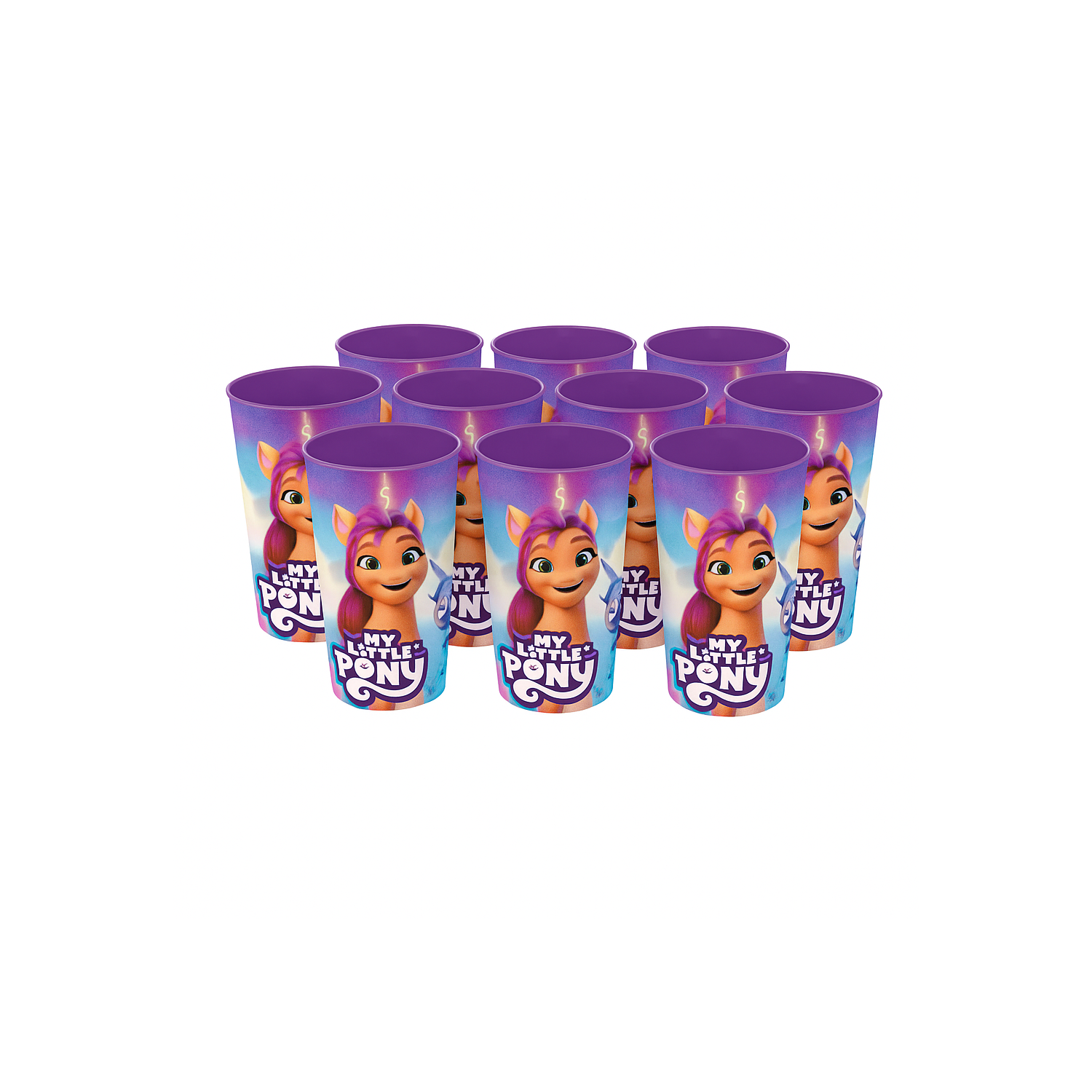 Kit 10 Copo Plástico My Little Pony Plastico 320ml Livre BPA Plasvale
