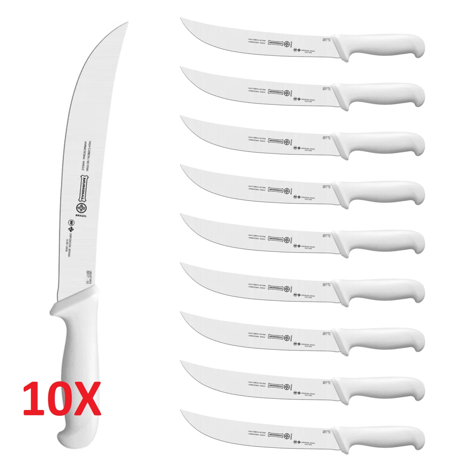 Kit 10 Facas de Açougueiro Mundial 10