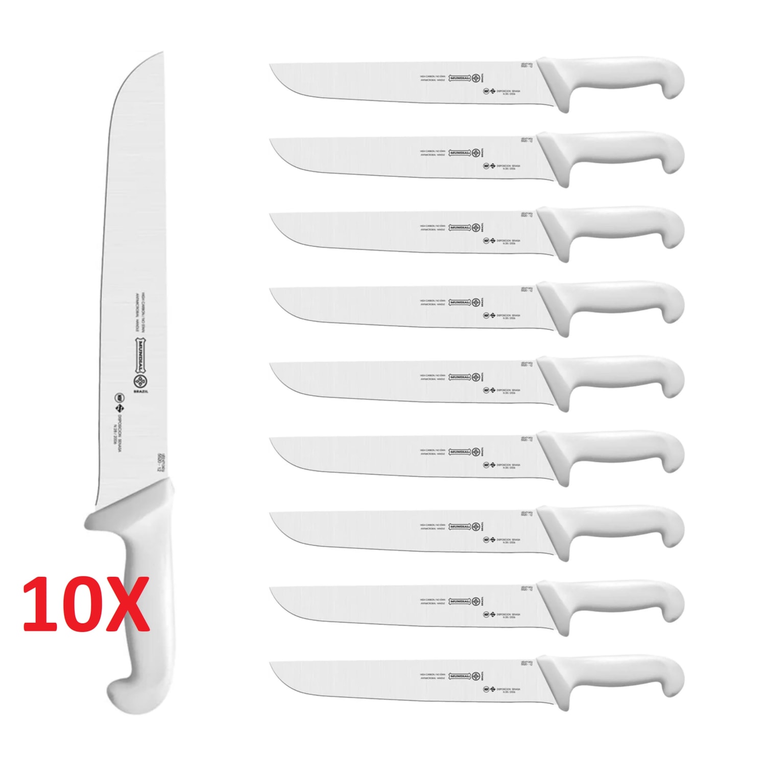 Kit 10 Facas de Açougueiro Mundial 12