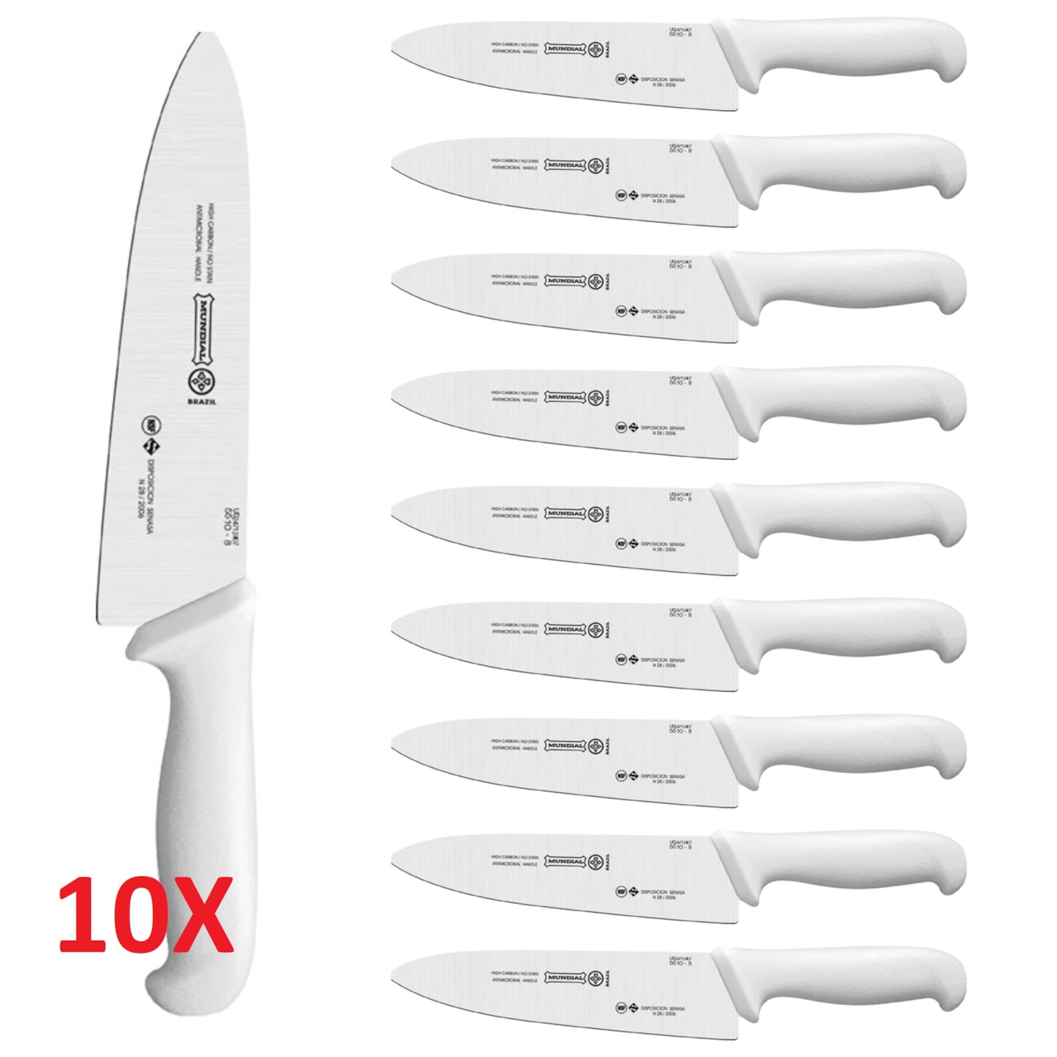 Kit 10 Facas de Cozinha Prossifional Mundial 8