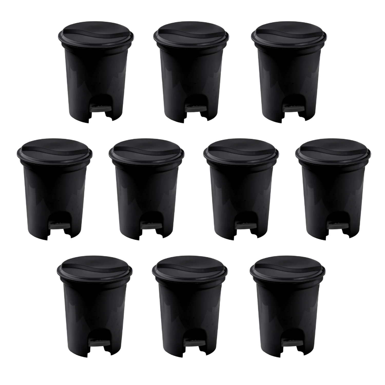 Kit 10 Lixeira Com Pedal 6,5 Litros Preta Plasvale