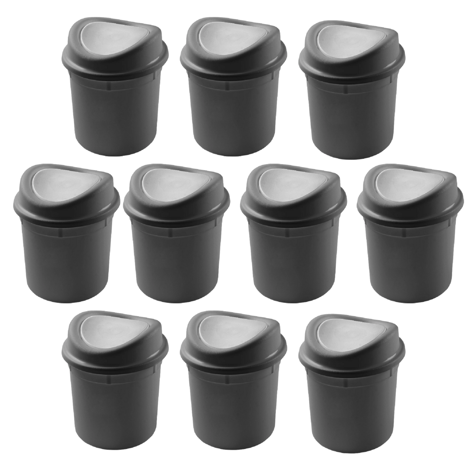 Kit 10 Lixeira para Pia 2,7 Litros Cinza Basculante Plasvale