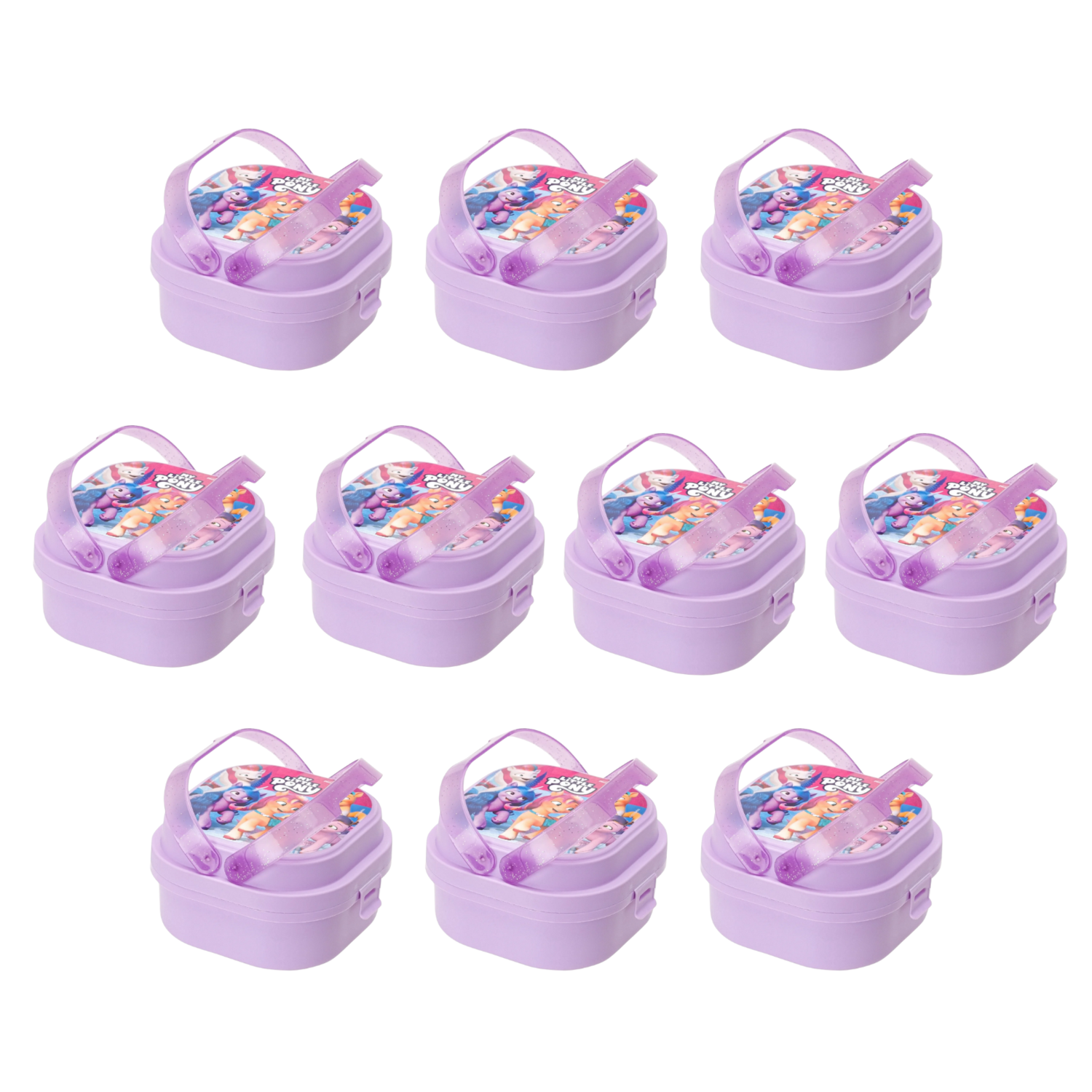 Kit 10 Pote de Marmita c/ 2 Compart. Plástico Livre BPA My Little Pony Plasvale