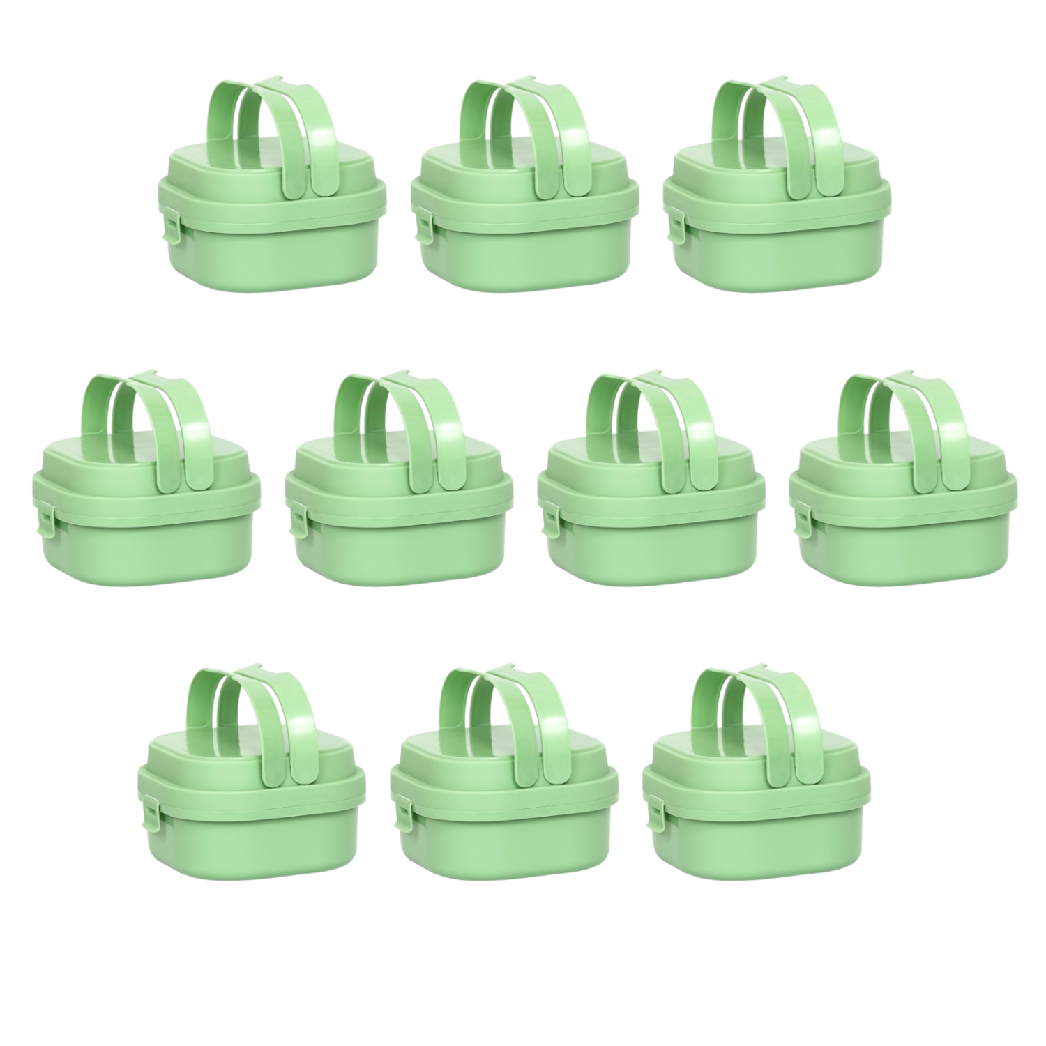 Kit 10 Pote de Marmita c/ 2 Compart. Plástico Livre BPA Verde Plasvale