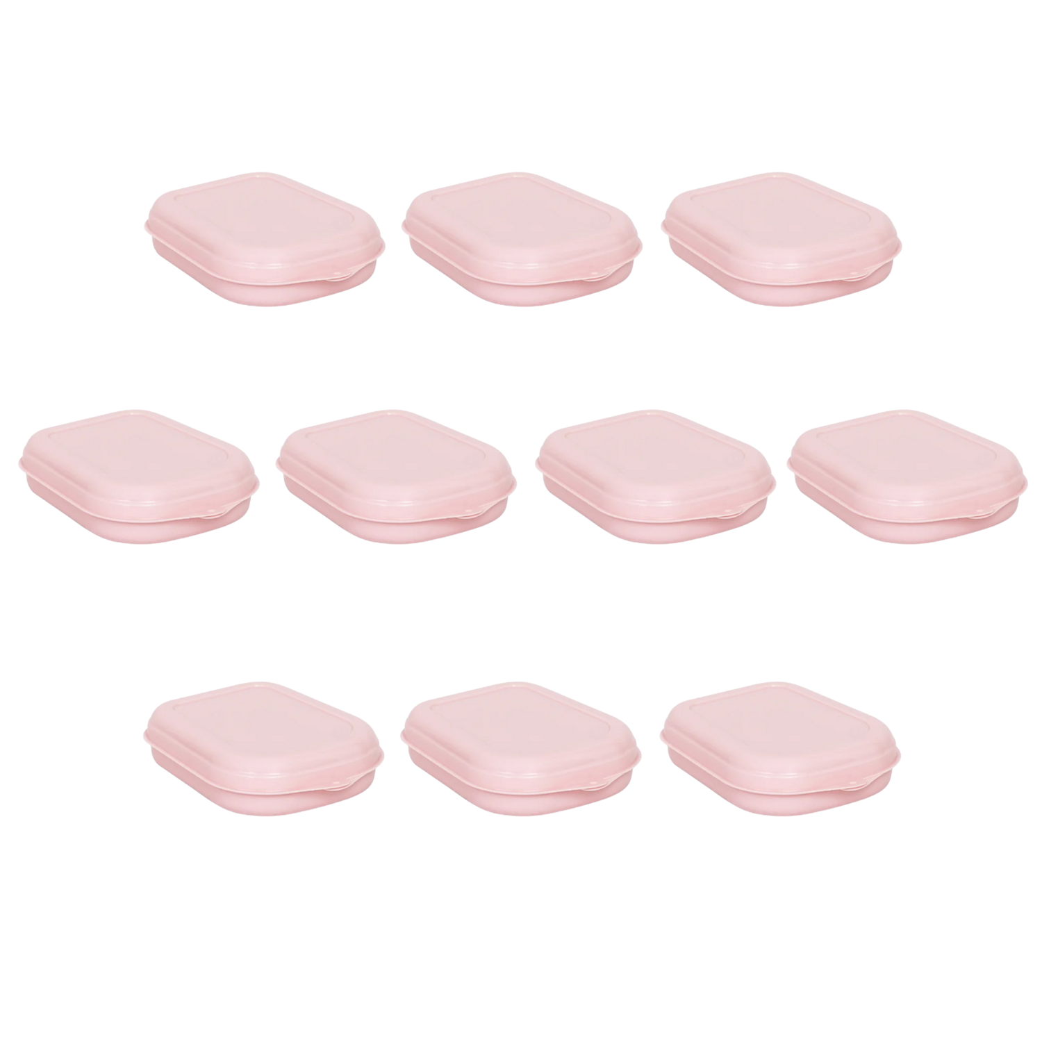 Kit 10 Sanduicheira Porta Lanche Plástica Rosa Plasvale
