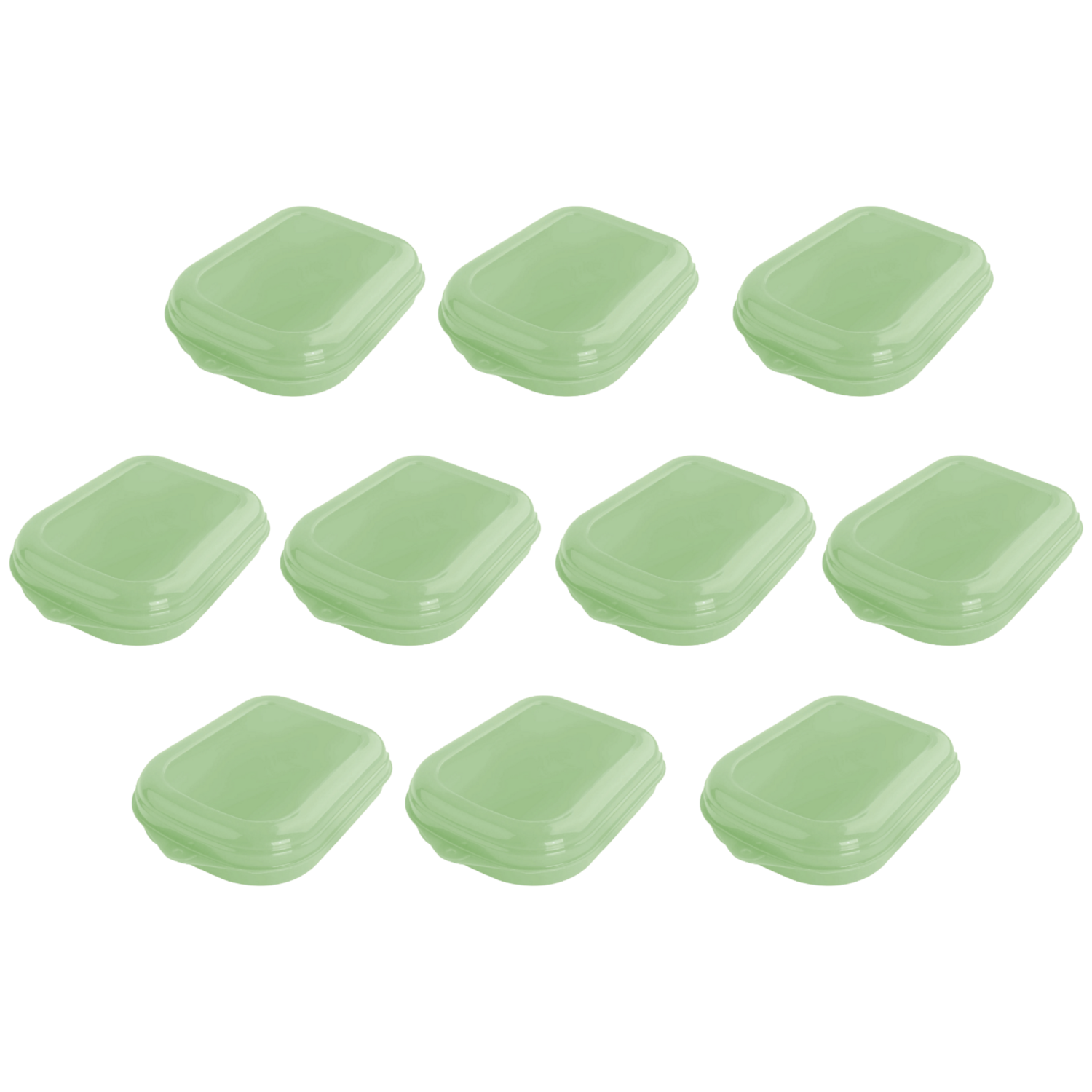 Kit 10 Sanduicheira Porta Lanche Plástica Verde Plasvale
