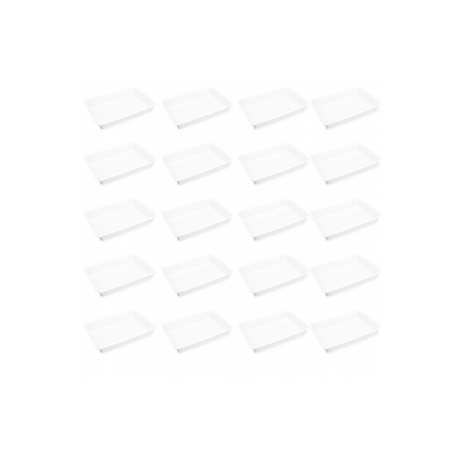 Kit 20 Bandeja Plástica 17 Litros Branca Retangular Plasvale