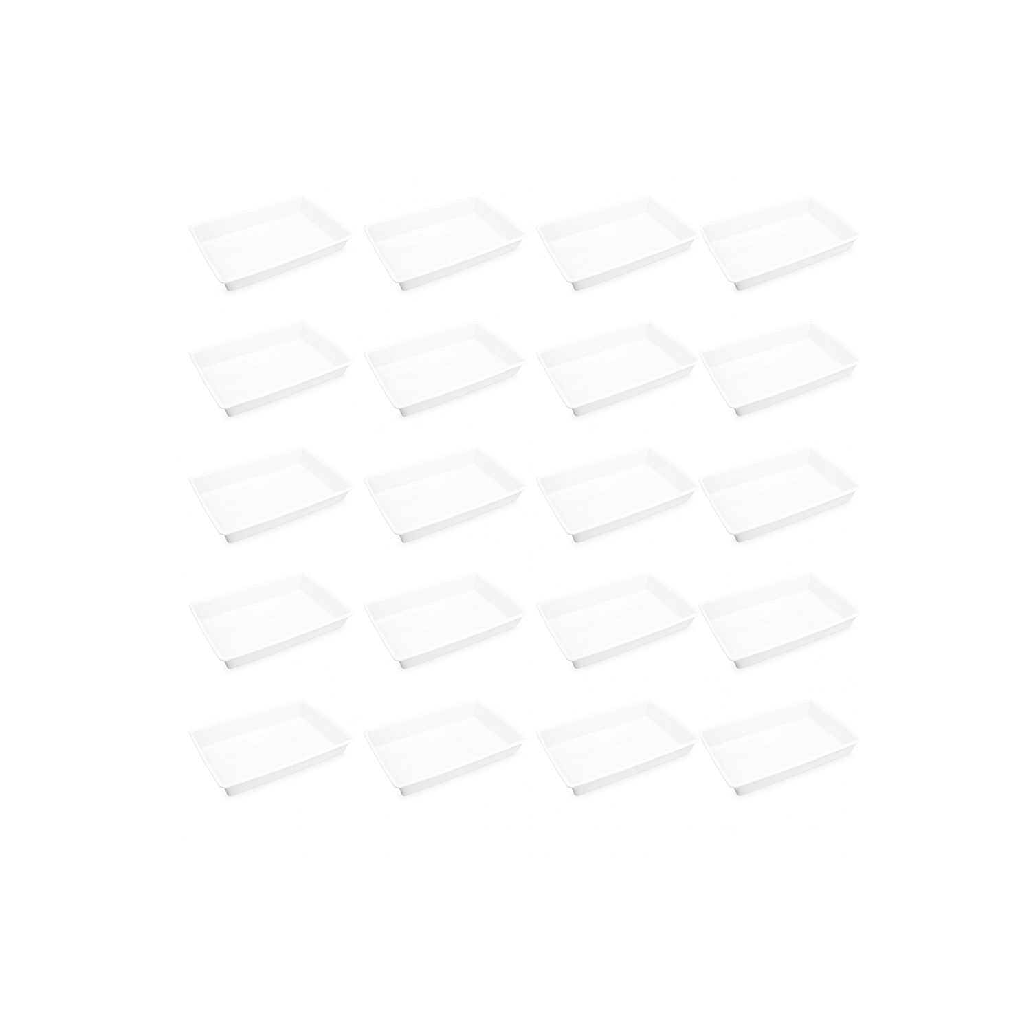 Kit 20 Bandeja Plástica 2,2 Litros Branca Retangular Plasvale