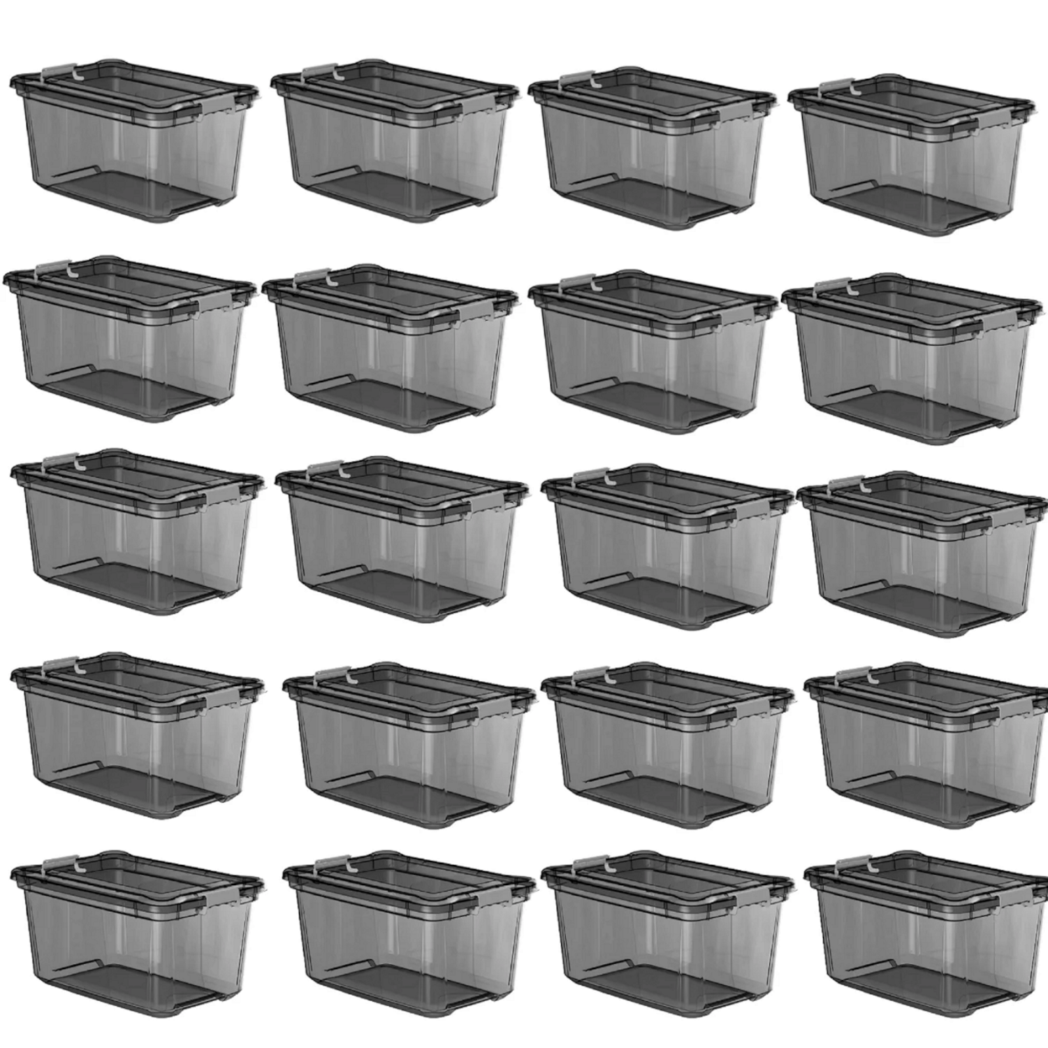 Kit 20 Caixa Organizadora 27 Litros Plástica Preta Livre BPA Plasvale