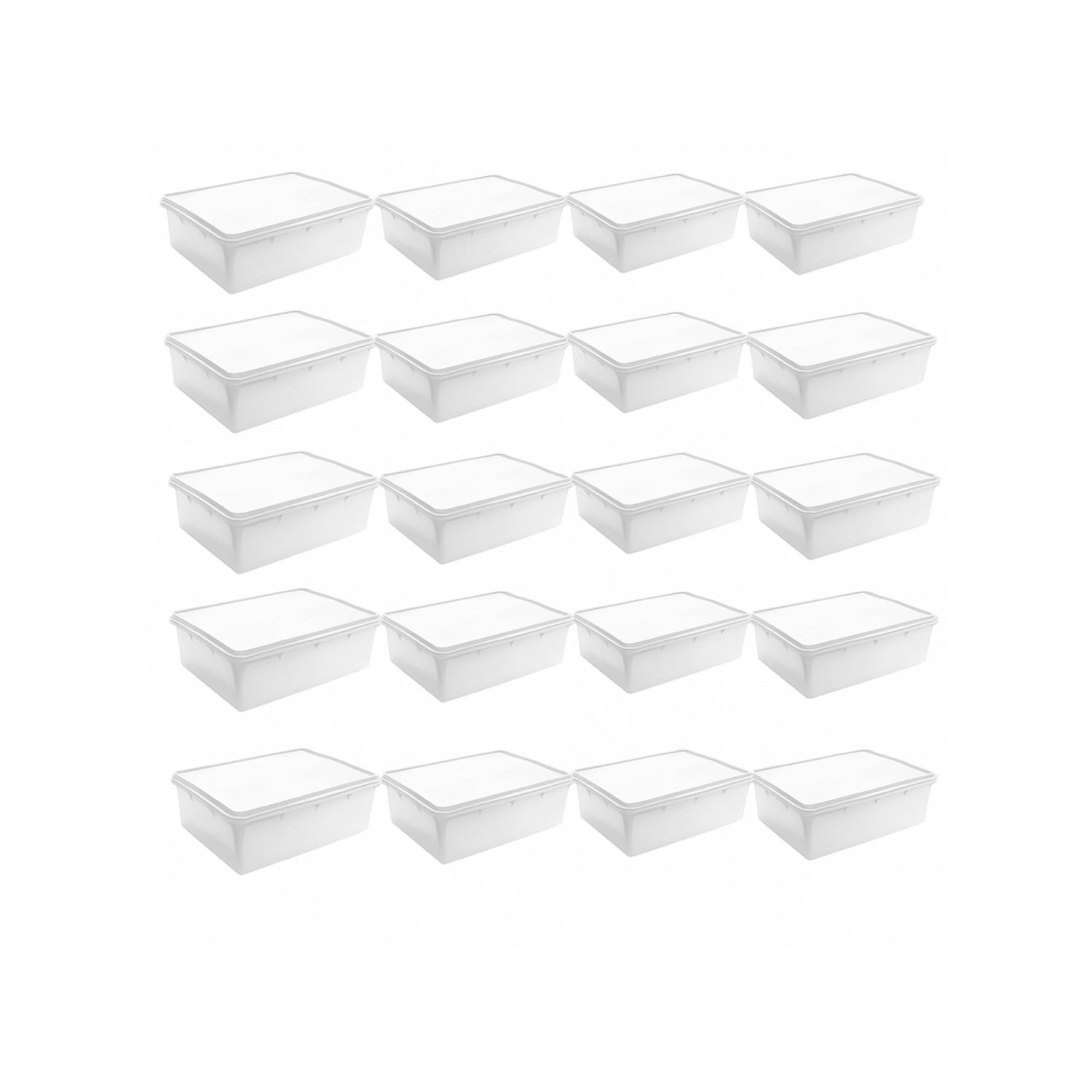 Kit 20 Caixa Plástica 11 Litros Branca Retangular Plasvale Com Tampa