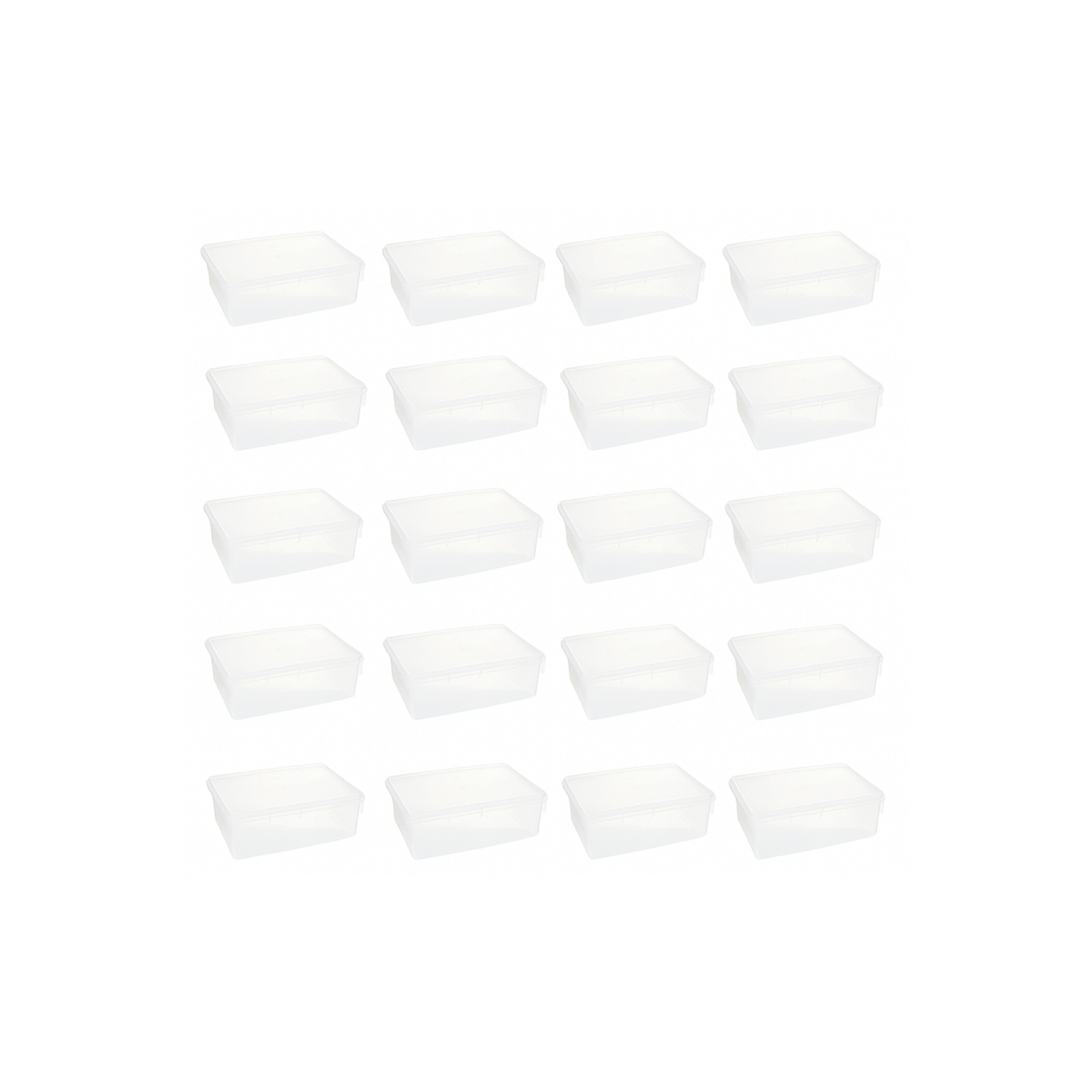 Kit 20 Caixa Plástica 11 Litros Transparente Retangular Plasvale Com Tampa