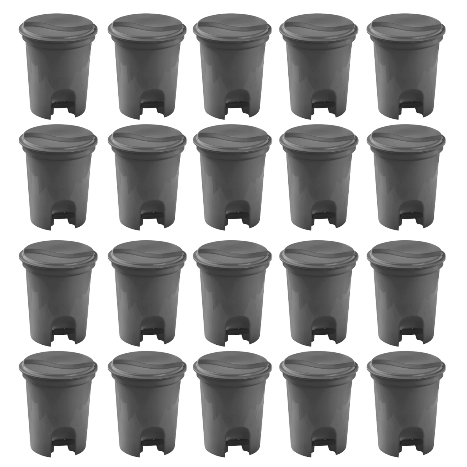 Kit 20 Lixeira Com Pedal 6,5 Litros Cinza Plasvale