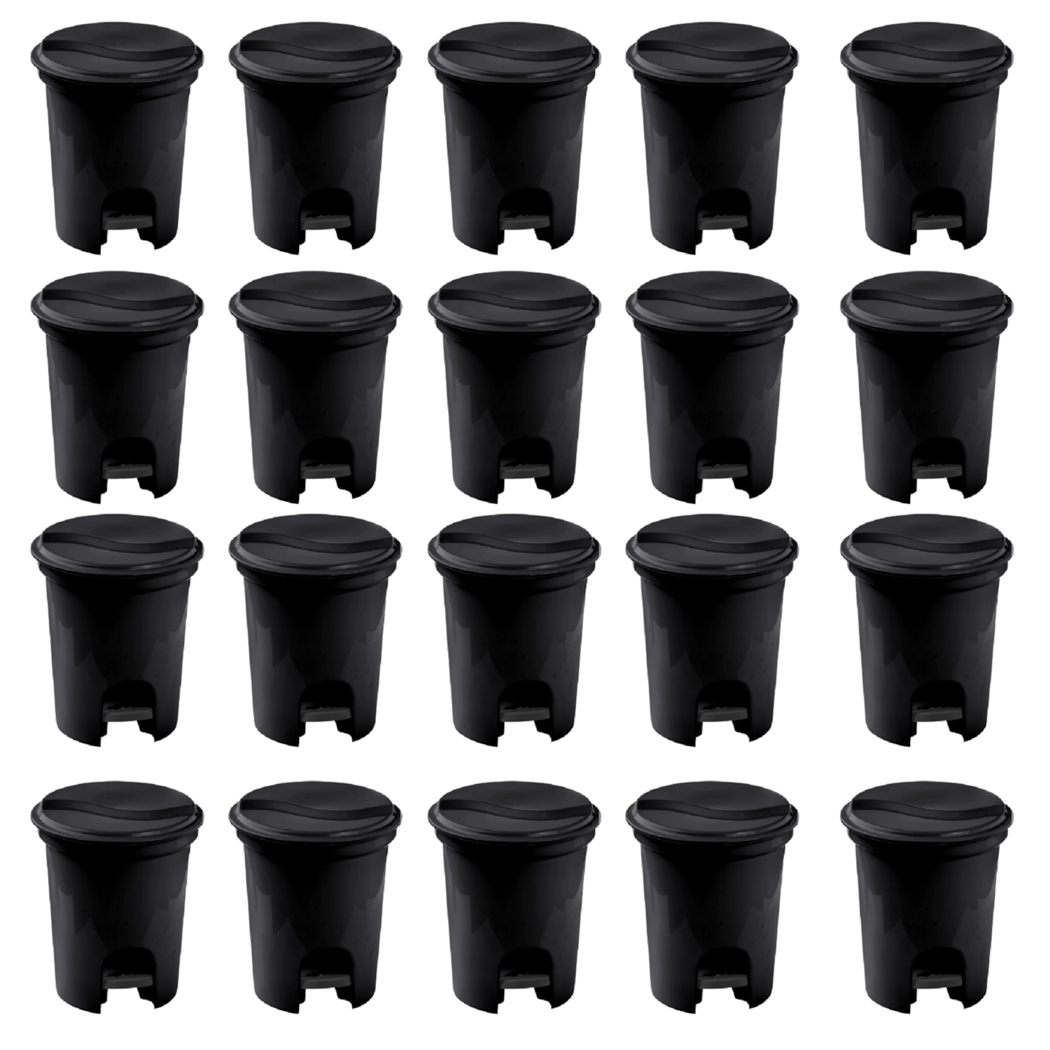 Kit 20 Lixeira Com Pedal 6,5 Litros Preta Plasvale