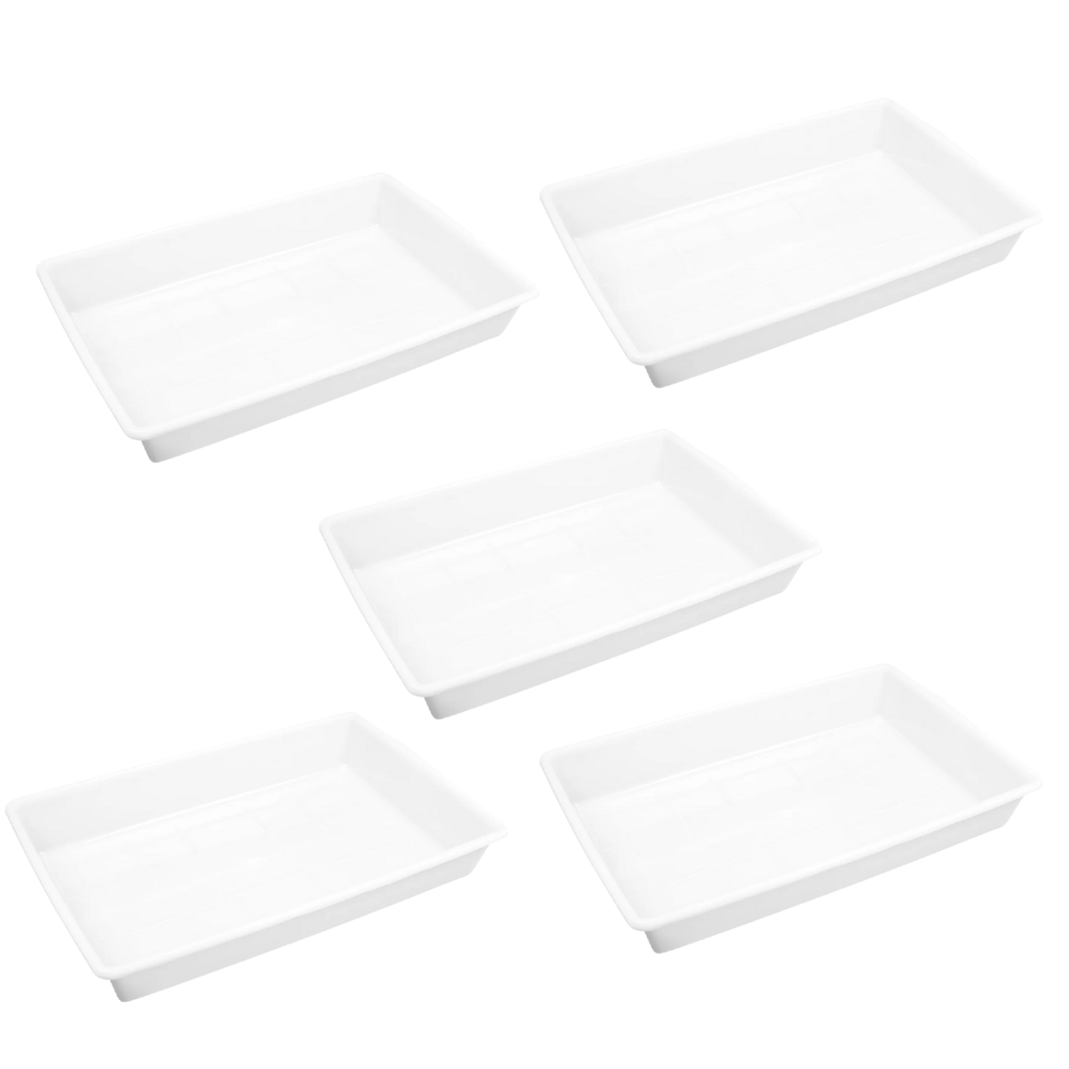 Kit 5 Bandeja Plástica 2,2 Litros Branca Retangular Plasvale