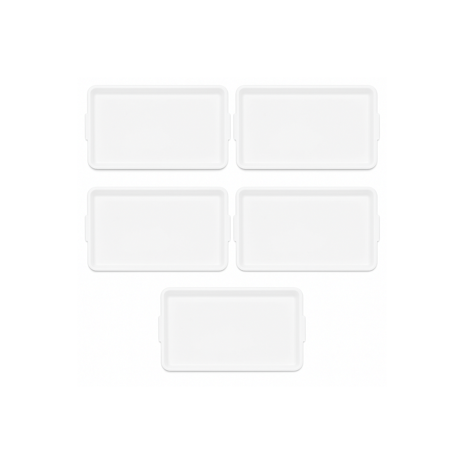 Kit 5 Bandeja Restaurante Buffet Self Service Plastica Branca 46,5 x 32,5cm Plasvale