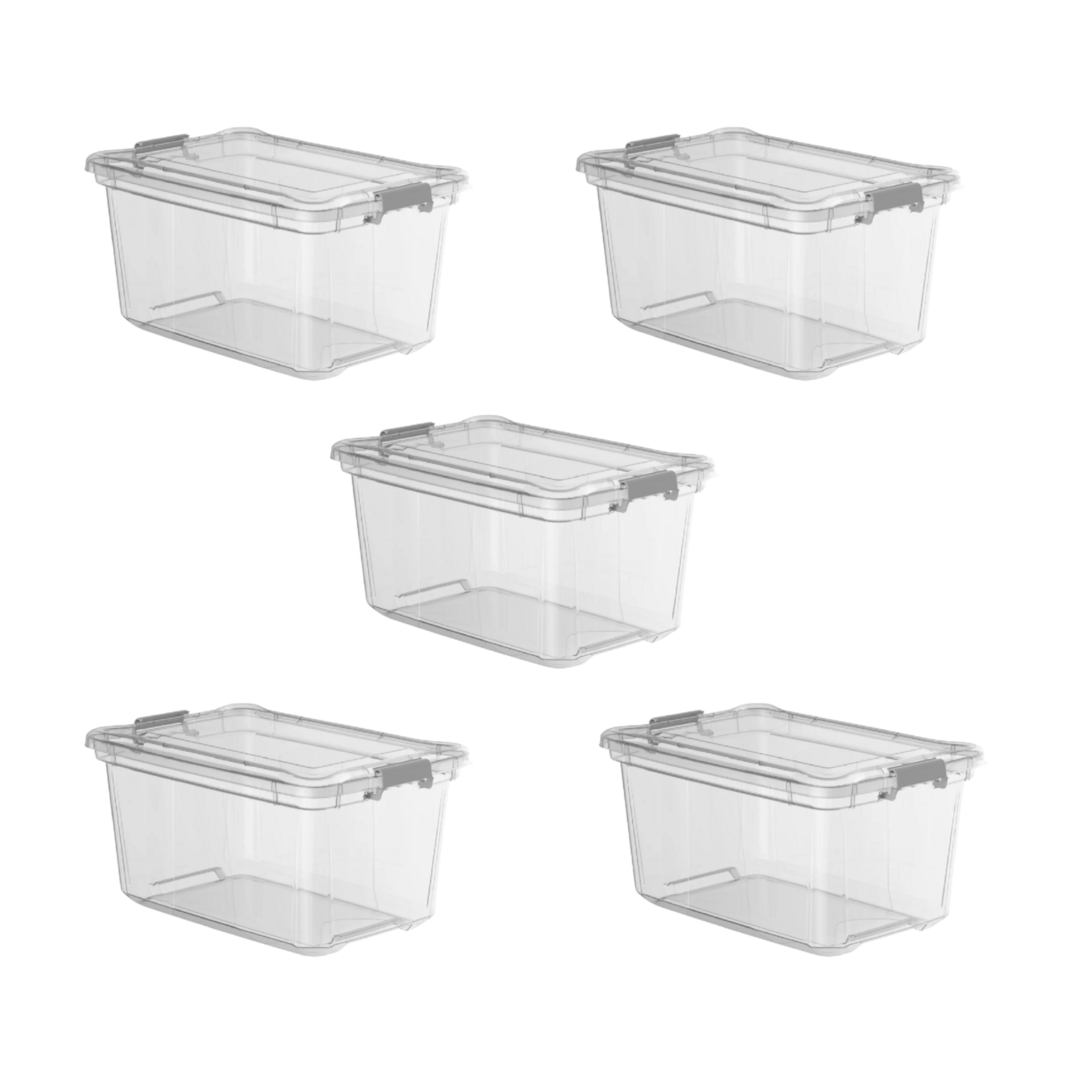 Kit 5 Caixa Organizadora 27 Litros Plástica Transparente Livre BPA Plasvale
