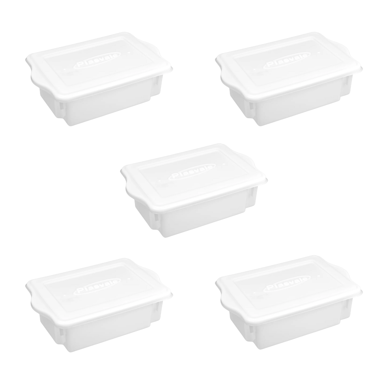 Kit 5 Caixa Plástica Empilhável 24,5 Litros Com Tampa Branca Plasvale