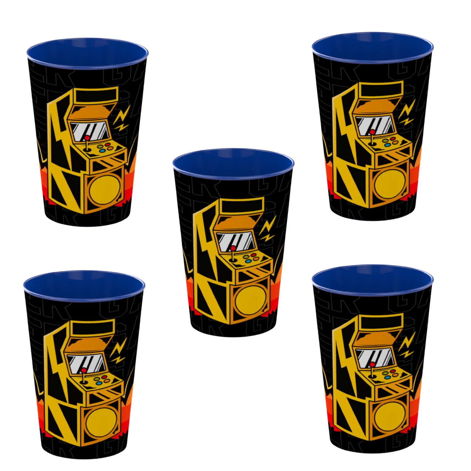 Kit 5 Copo Plástico Azul Game 320ml Plasvale Livre BPA