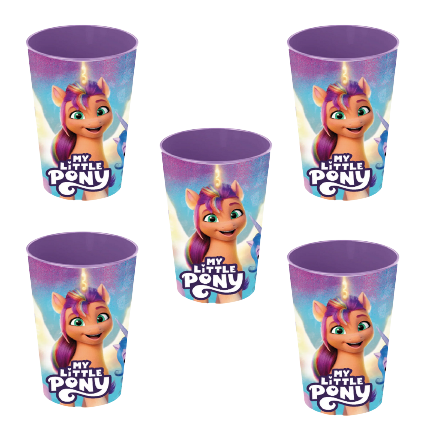 Kit 5 Copo Plástico My Little Pony Plastico 320ml Livre BPA Plasvale