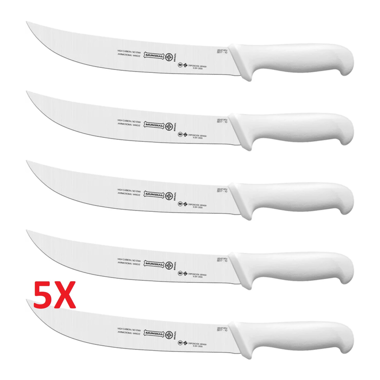 Kit 5 Facas de Açougueiro Mundial 10