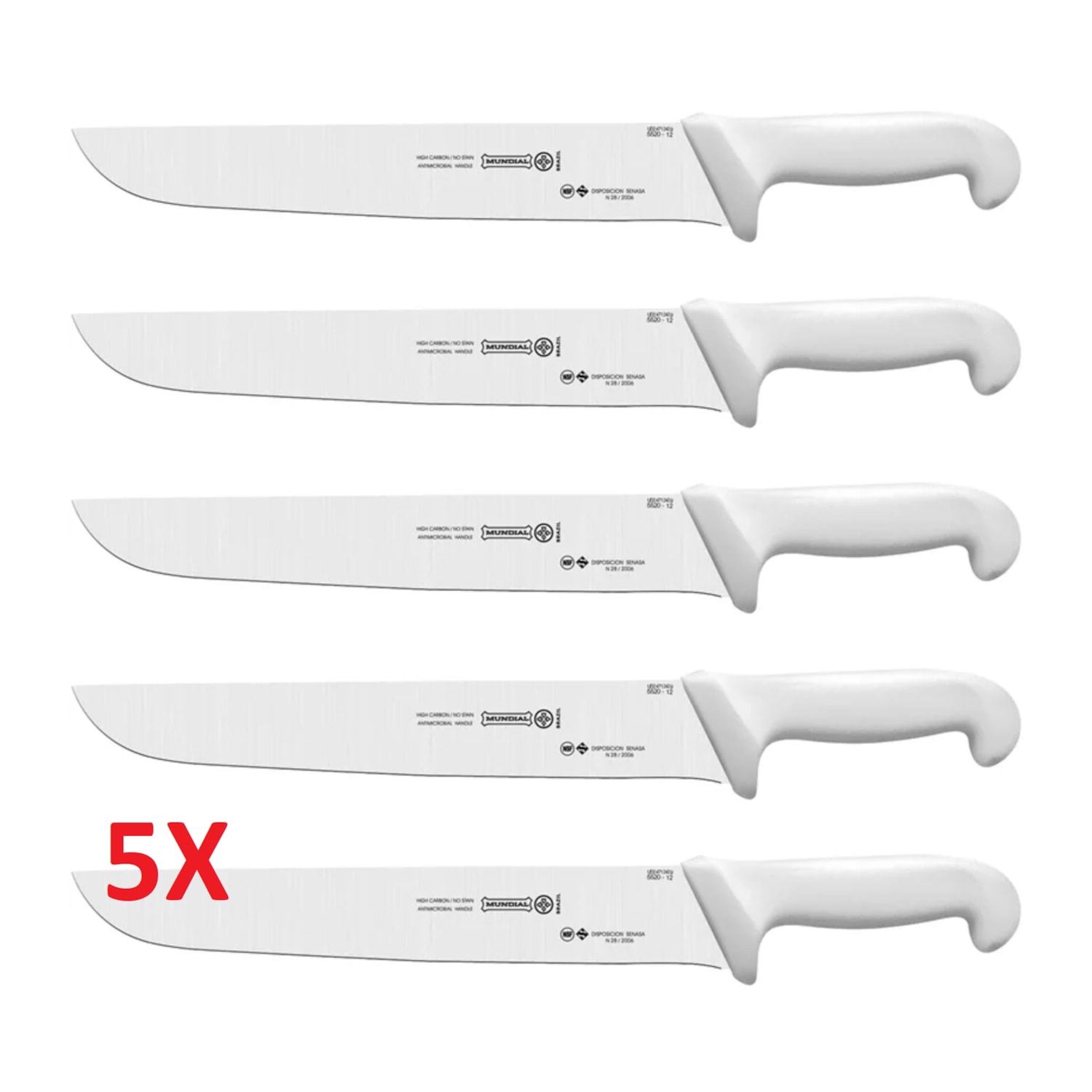 Kit 5 Facas de Açougueiro Mundial 12