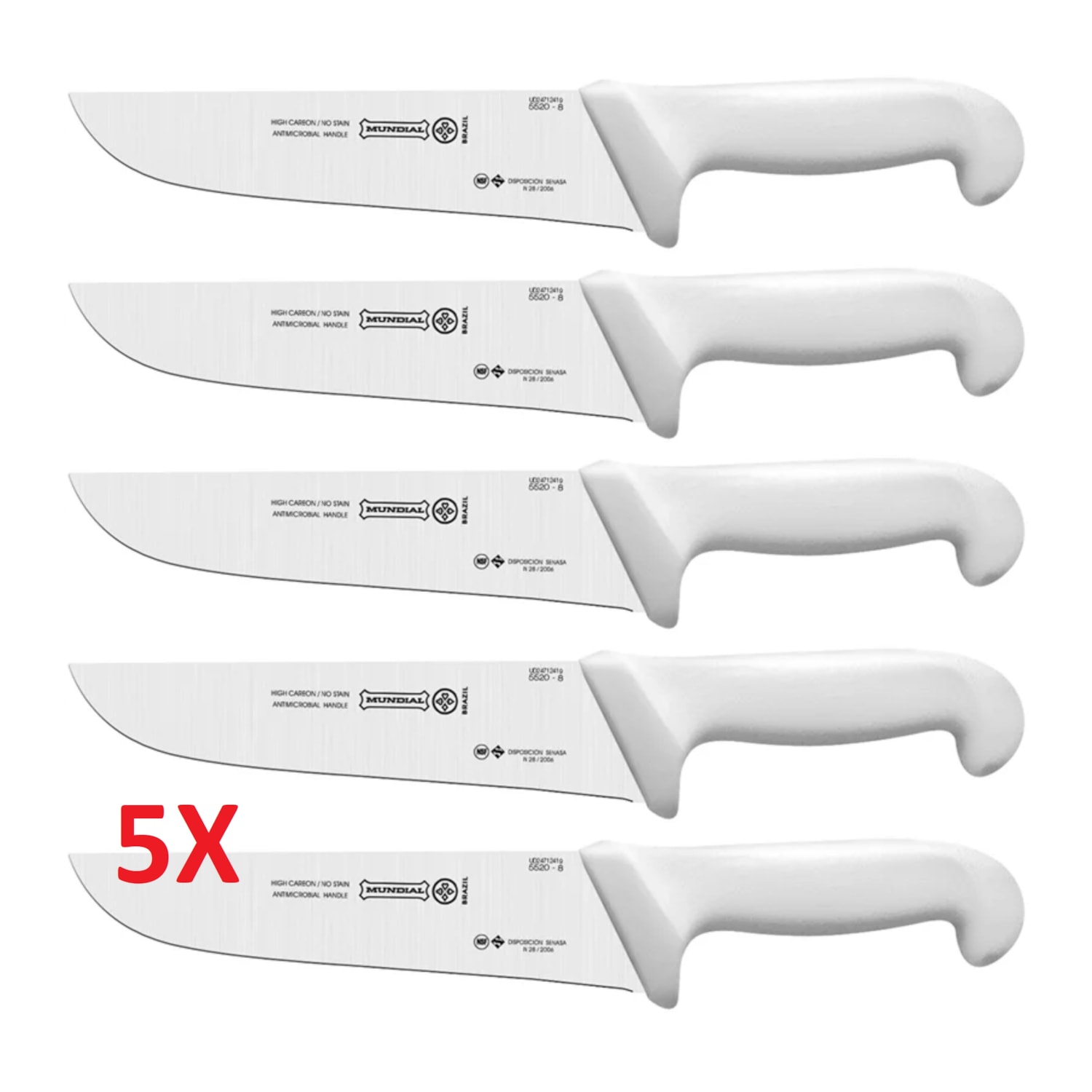 Kit 5 Facas de Açougueiro Mundial 8